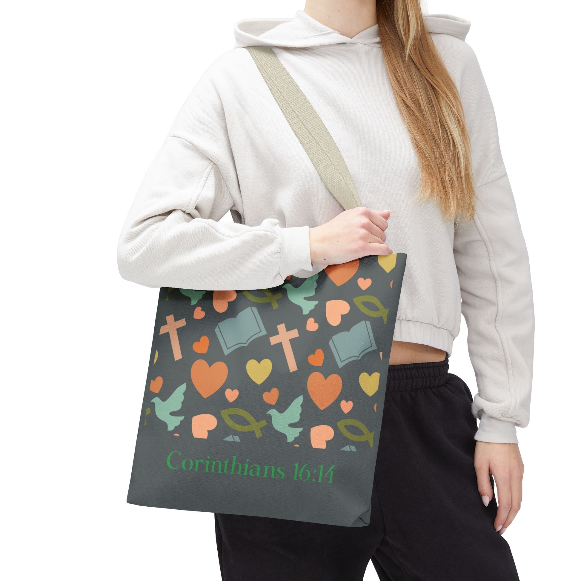 Inspirational Tote Bag - Faith, Love, Hope, Gift for Her, Spiritual Accessories, Bible Verse Tote