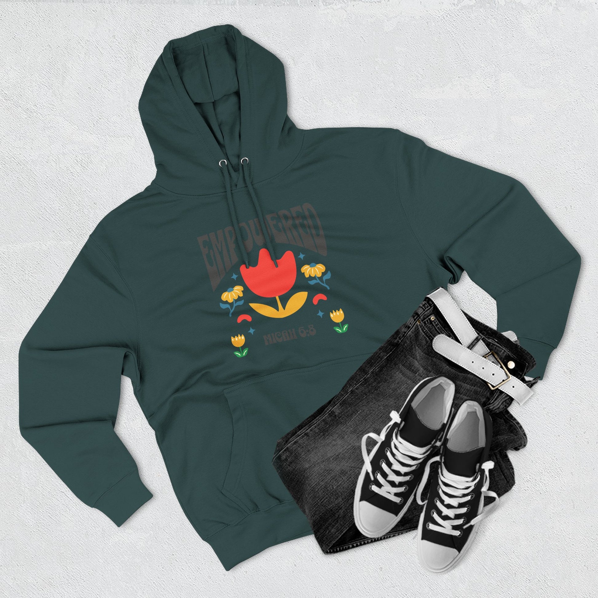 Empowered Flower Graphic Hoodie, Inspirational Fleece Sweatshirt for Women, Cozy Gift for Mother's Day, Self-Care Apparel, Positive Vibes