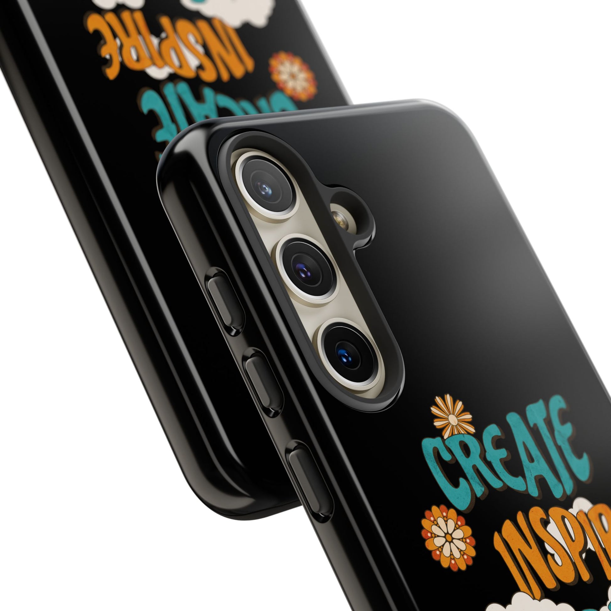 Bold Inspirational Phone Case, Create Inspire Lead Case, Gift for Creatives, Motivational Accessory, Flower Design, Custom Phone Cover