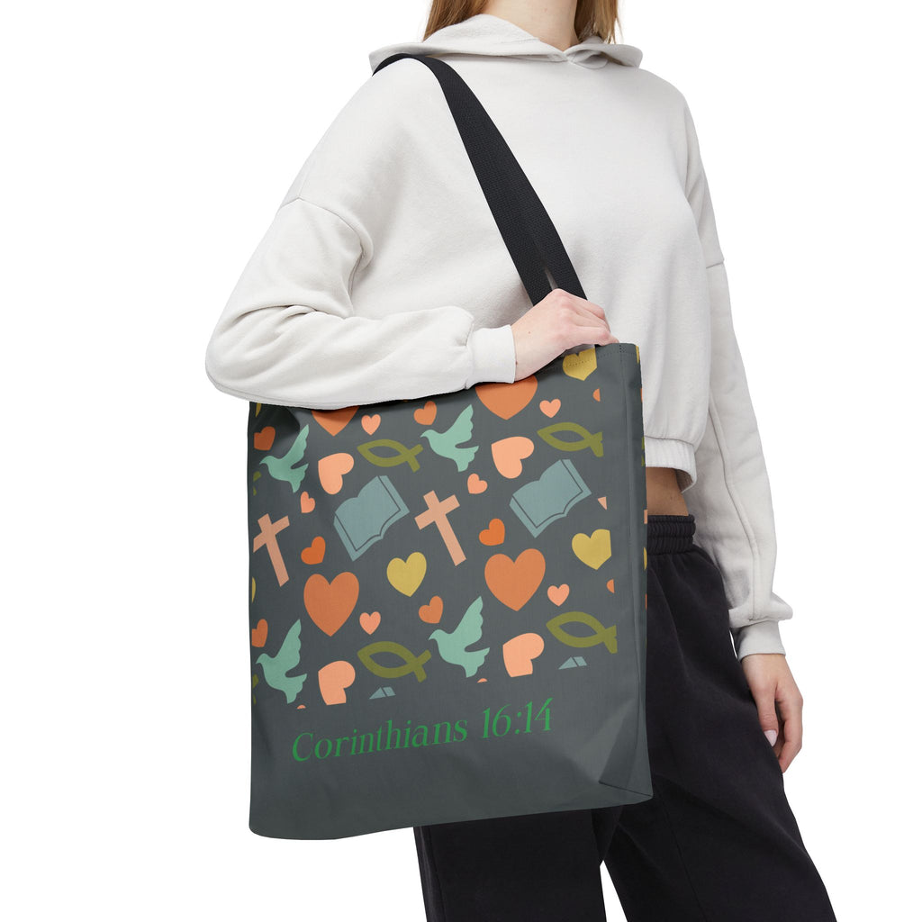 Inspirational Tote Bag - Faith, Love, Hope, Gift for Her, Spiritual Accessories, Bible Verse Tote