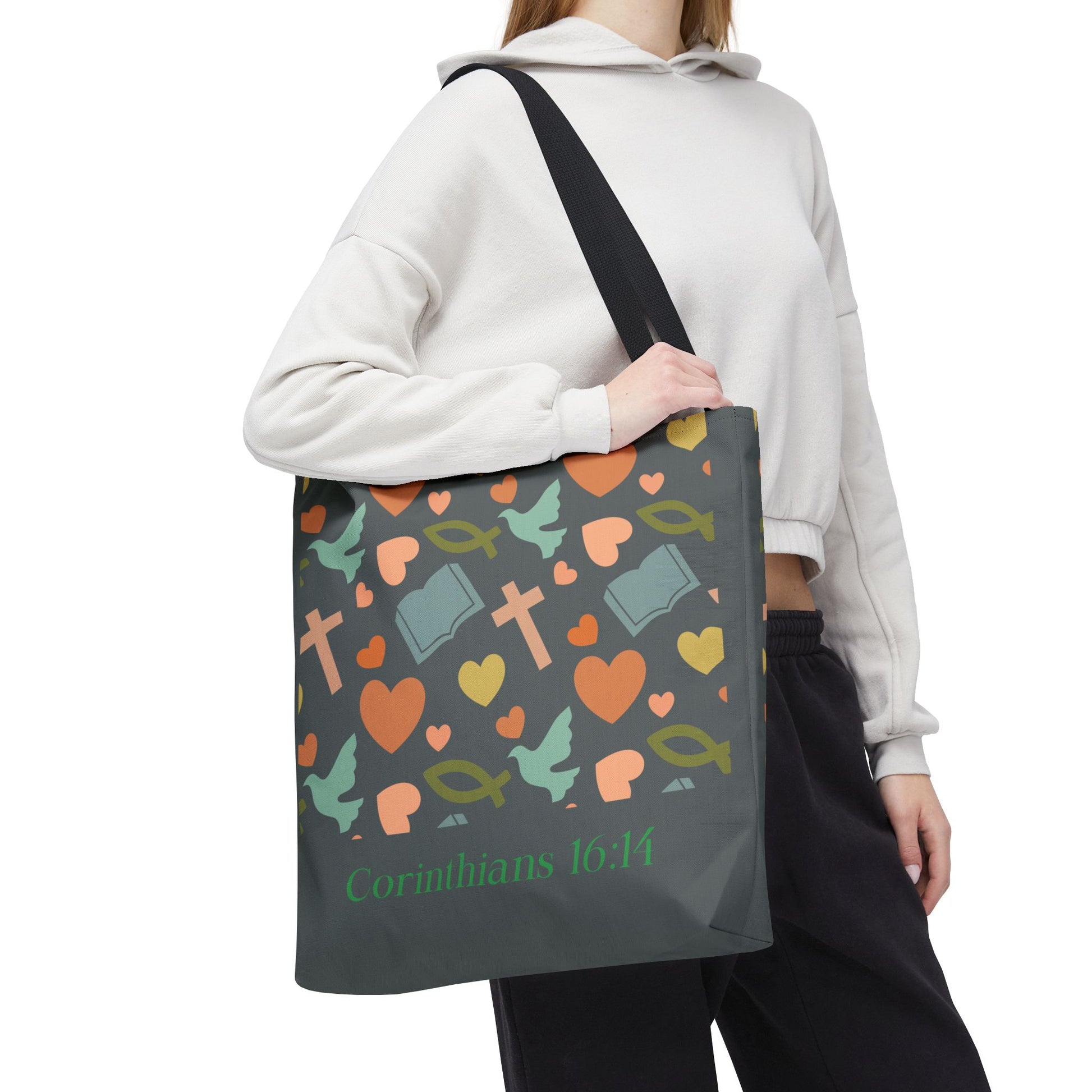 Inspirational Tote Bag - Faith, Love, Hope, Gift for Her, Spiritual Accessories, Bible Verse Tote