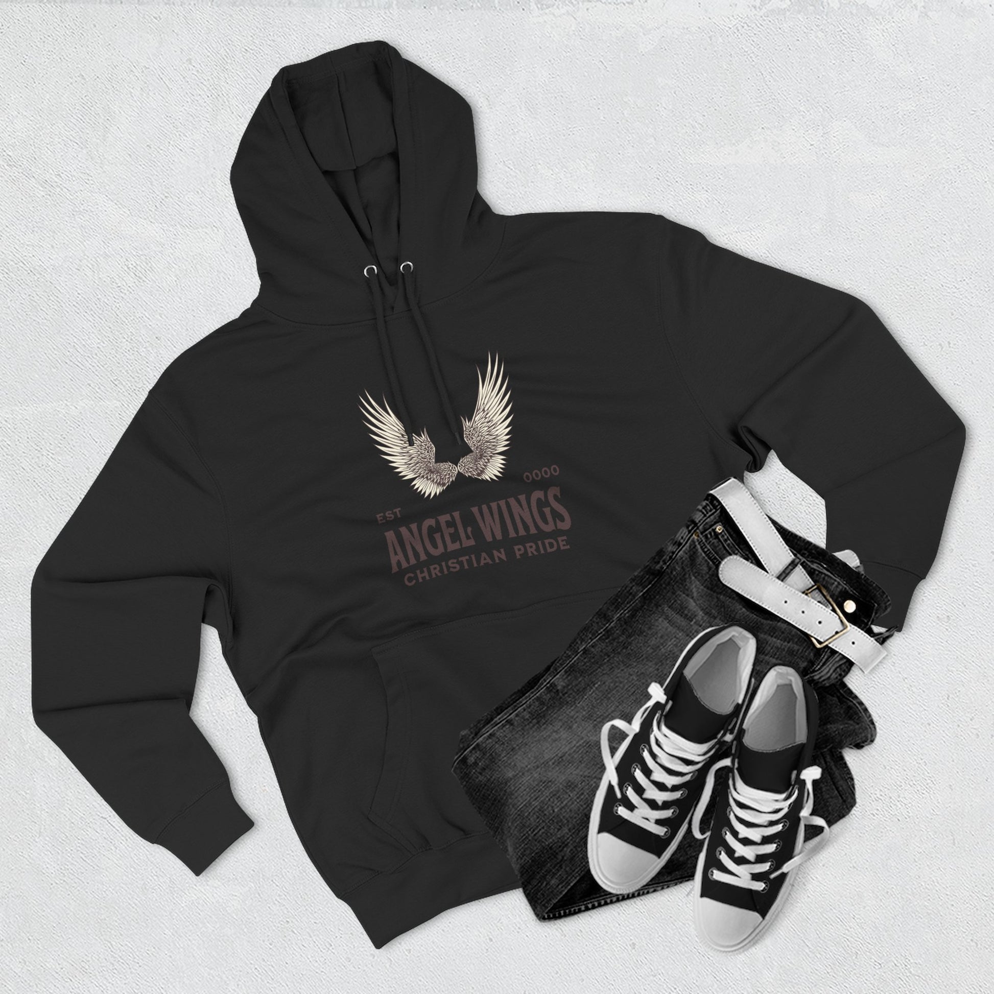 Angel Wings Fleece Hoodie, Christian Pride Apparel, Cozy Religious Gift, Inspirational Sweater, Faith-based Fashion