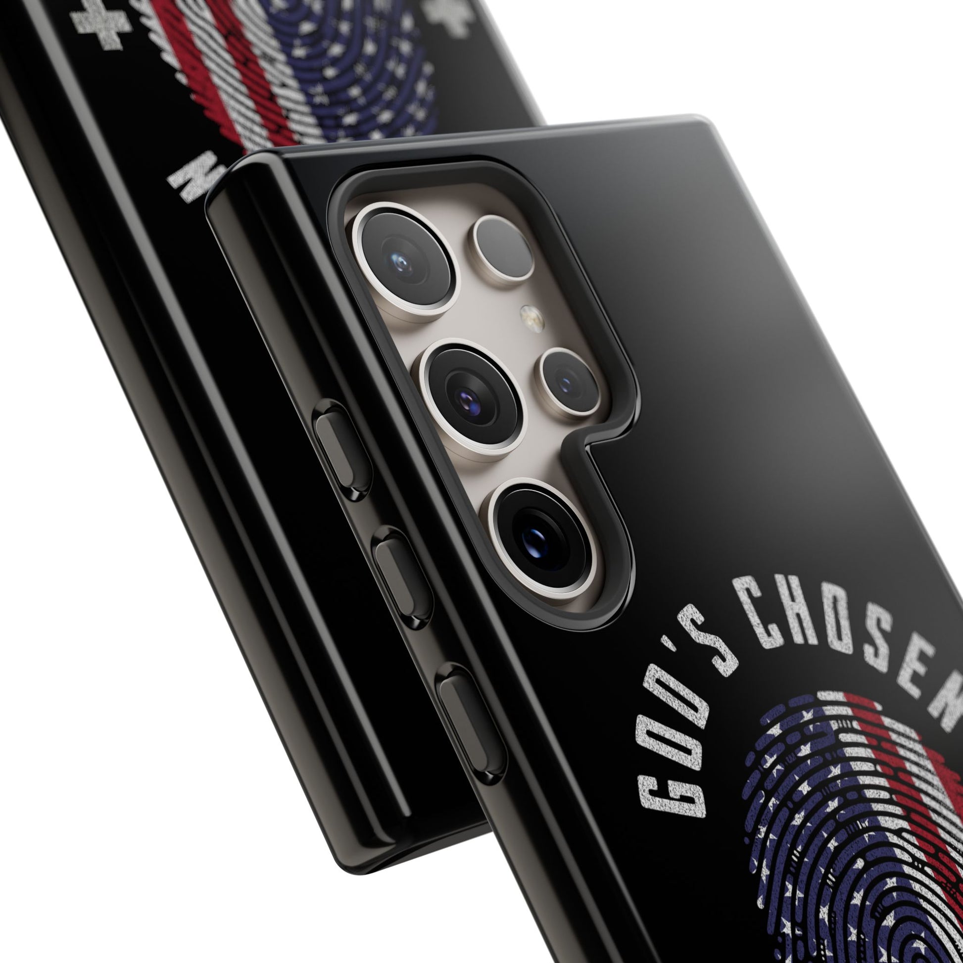 Christian Phone Case, Tough Cases for God’s Chosen, USA Flag Design, Inspirational Gift, Romans 8:28
