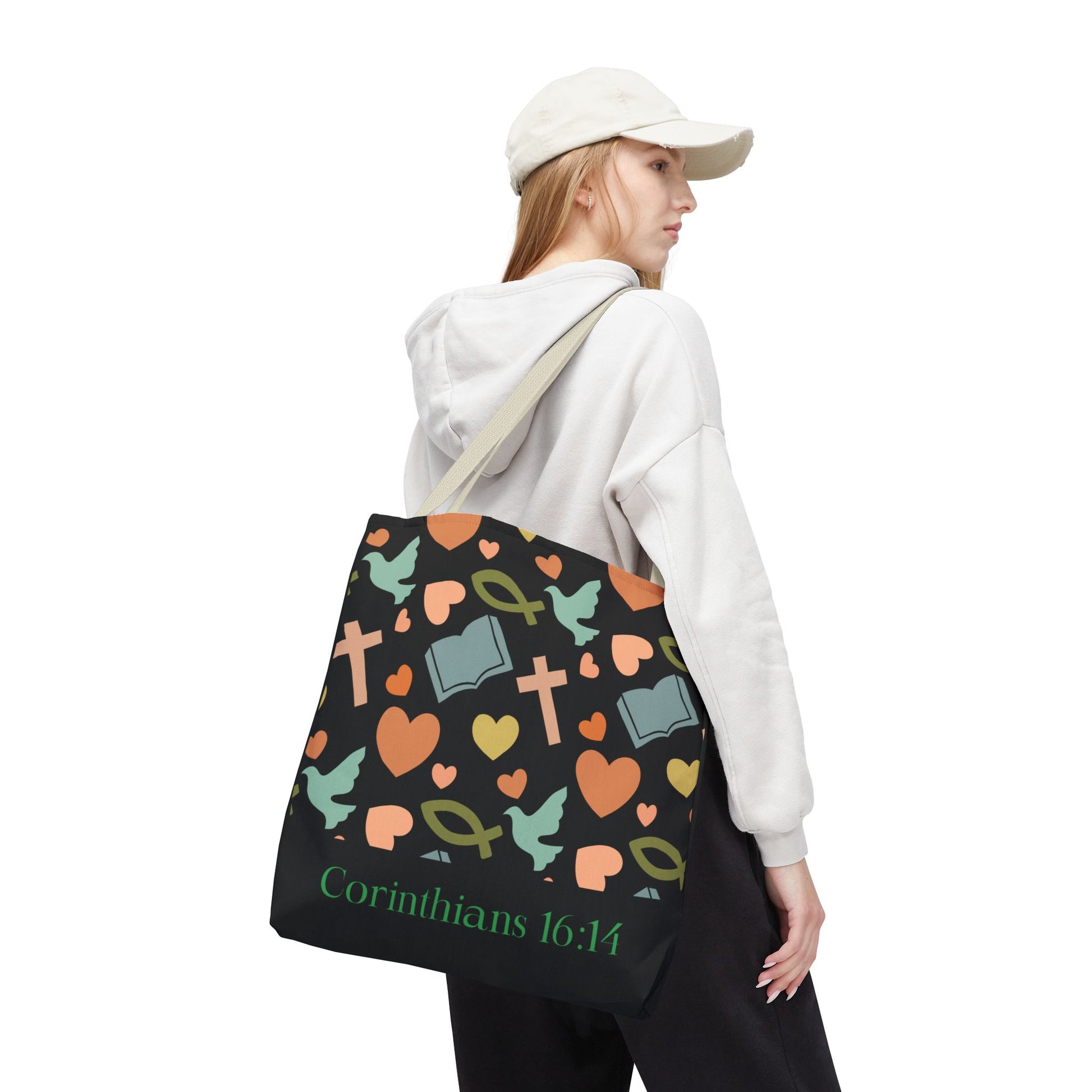 Christian Tote Bag with Inspirational Design, Perfect for Church, Gift for Believers, Faith-based Accessory, Everyday Use, Bible Verse Tote
