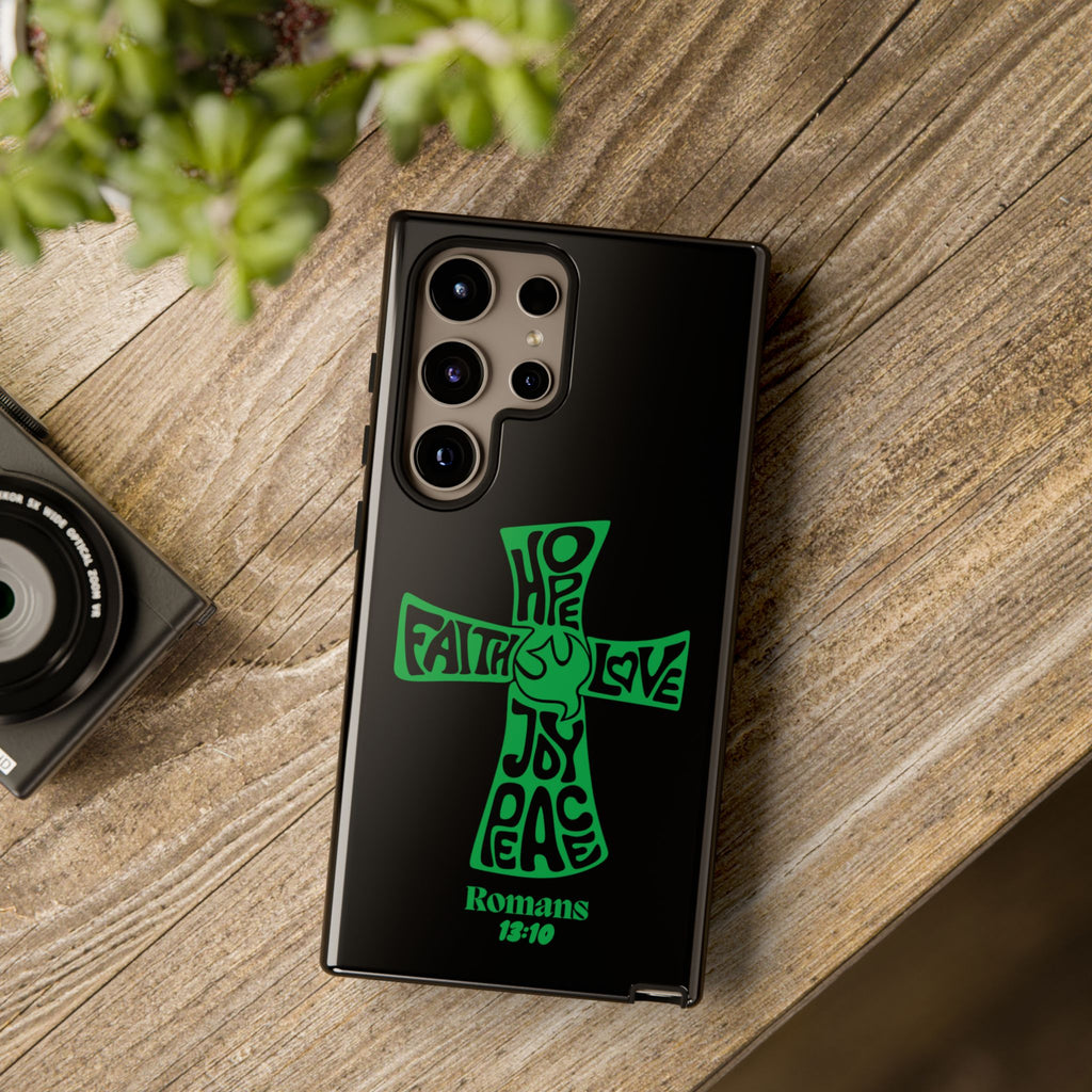 ⭐ Green Cross Design Phone Case – Faith & Renewal