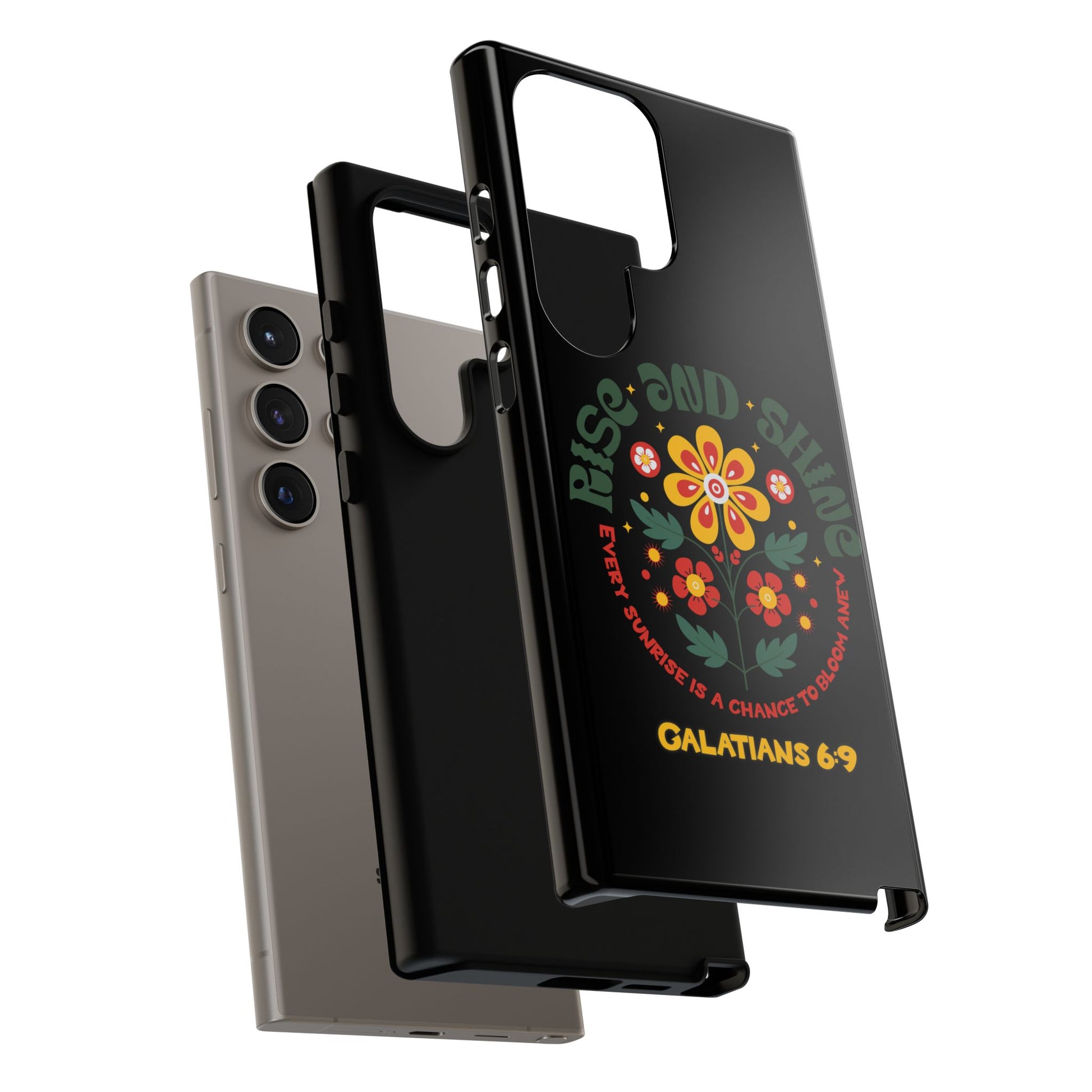 Floral "Rise and Shine" Galatians 6:9 Phone Case – Motivational Christian Gift