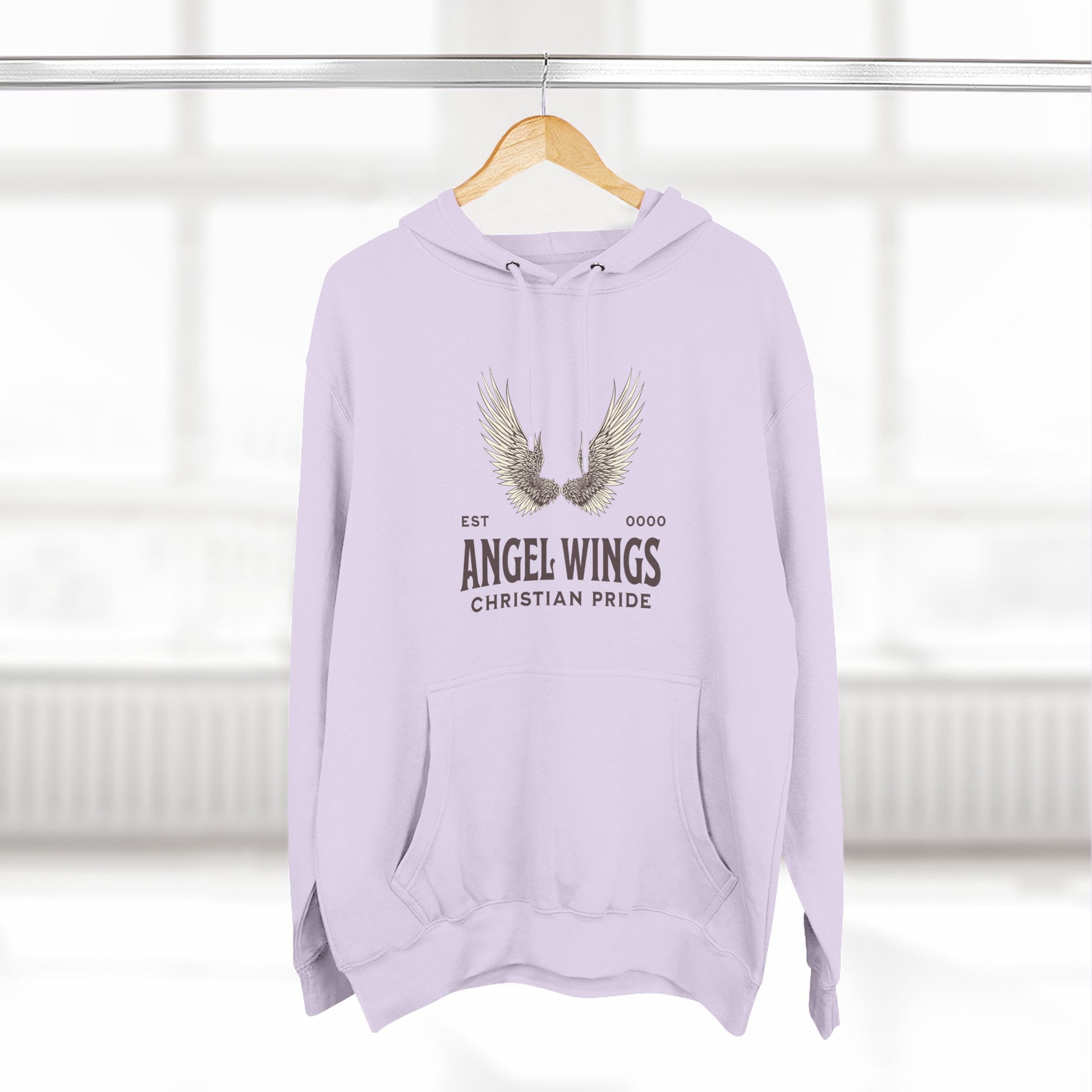 Angel Wings Fleece Hoodie, Christian Pride Apparel, Cozy Religious Gift, Inspirational Sweater, Faith-based Fashion