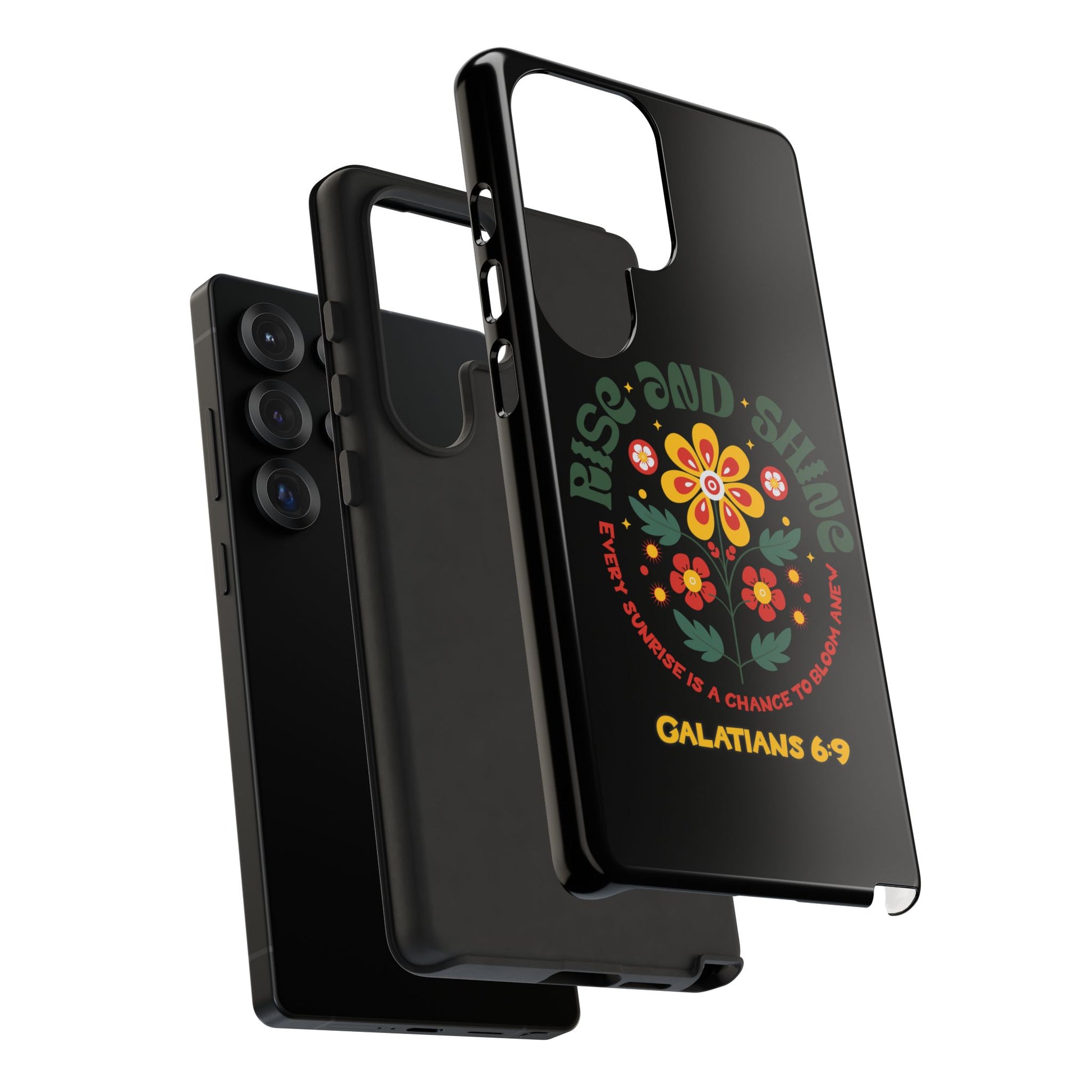 Floral "Rise and Shine" Galatians 6:9 Phone Case – Motivational Christian Gift