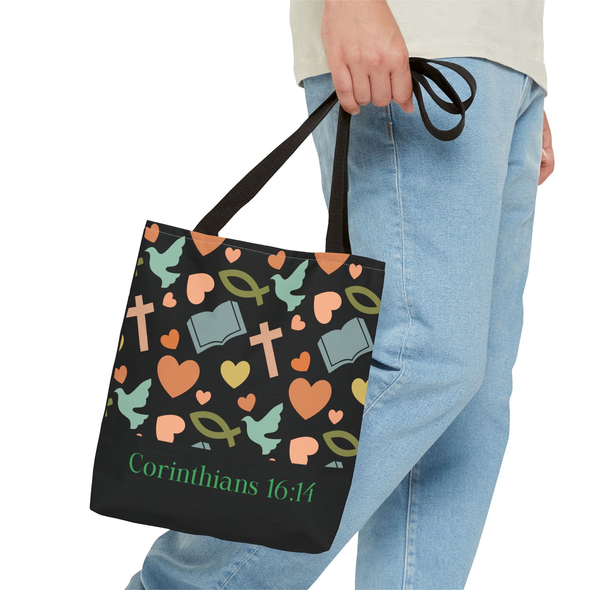 Christian Tote Bag with Inspirational Design, Perfect for Church, Gift for Believers, Faith-based Accessory, Everyday Use, Bible Verse Tote