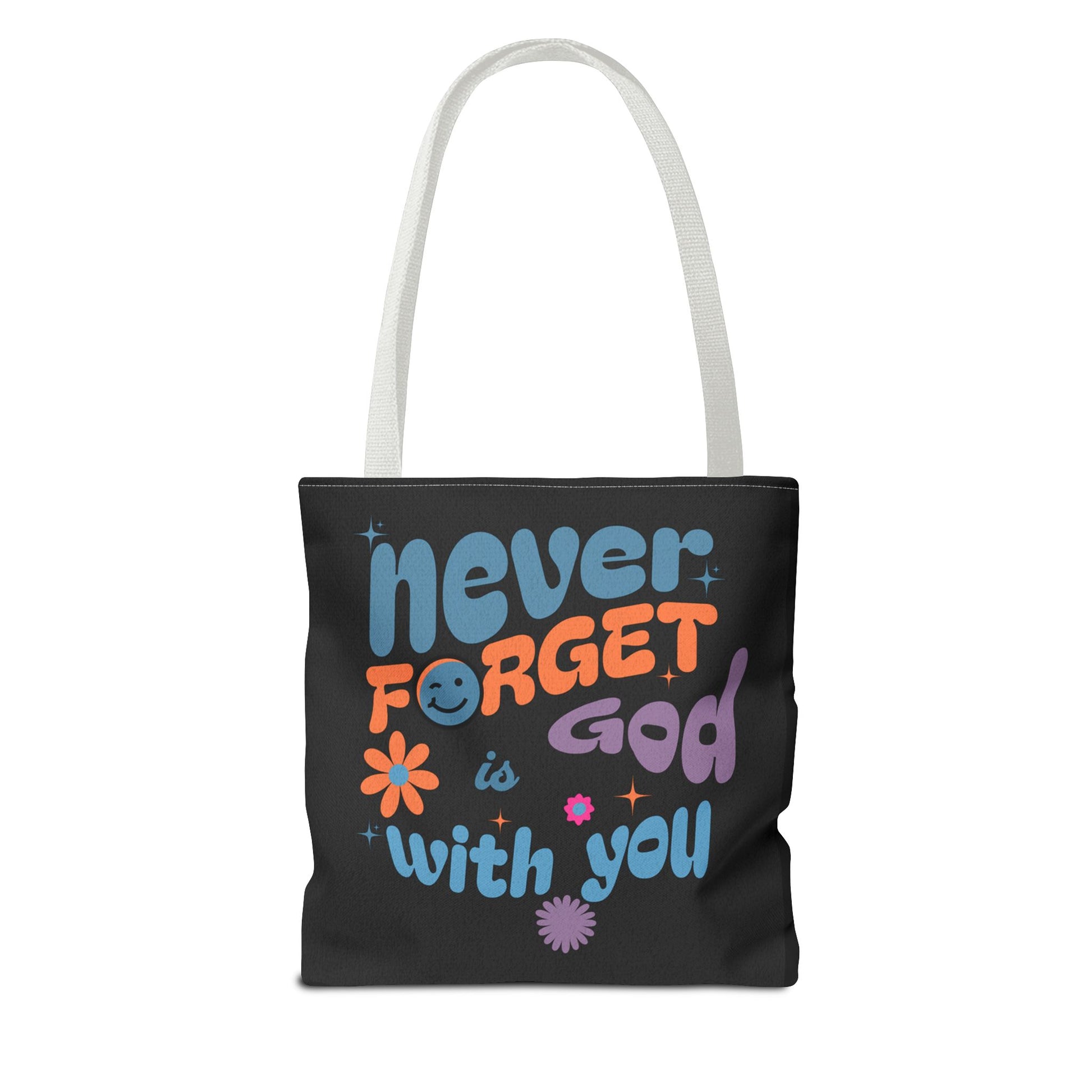 Inspirational Tote Bag - "Never Forget God is with You" - Motivational Gift, Faith-Based, Everyday Use, Shopping Bag, Church Bag, [...]