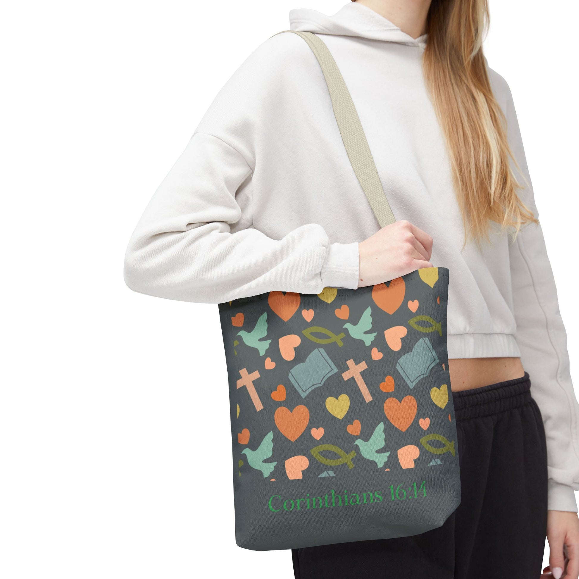 Inspirational Tote Bag - Faith, Love, Hope, Gift for Her, Spiritual Accessories, Bible Verse Tote