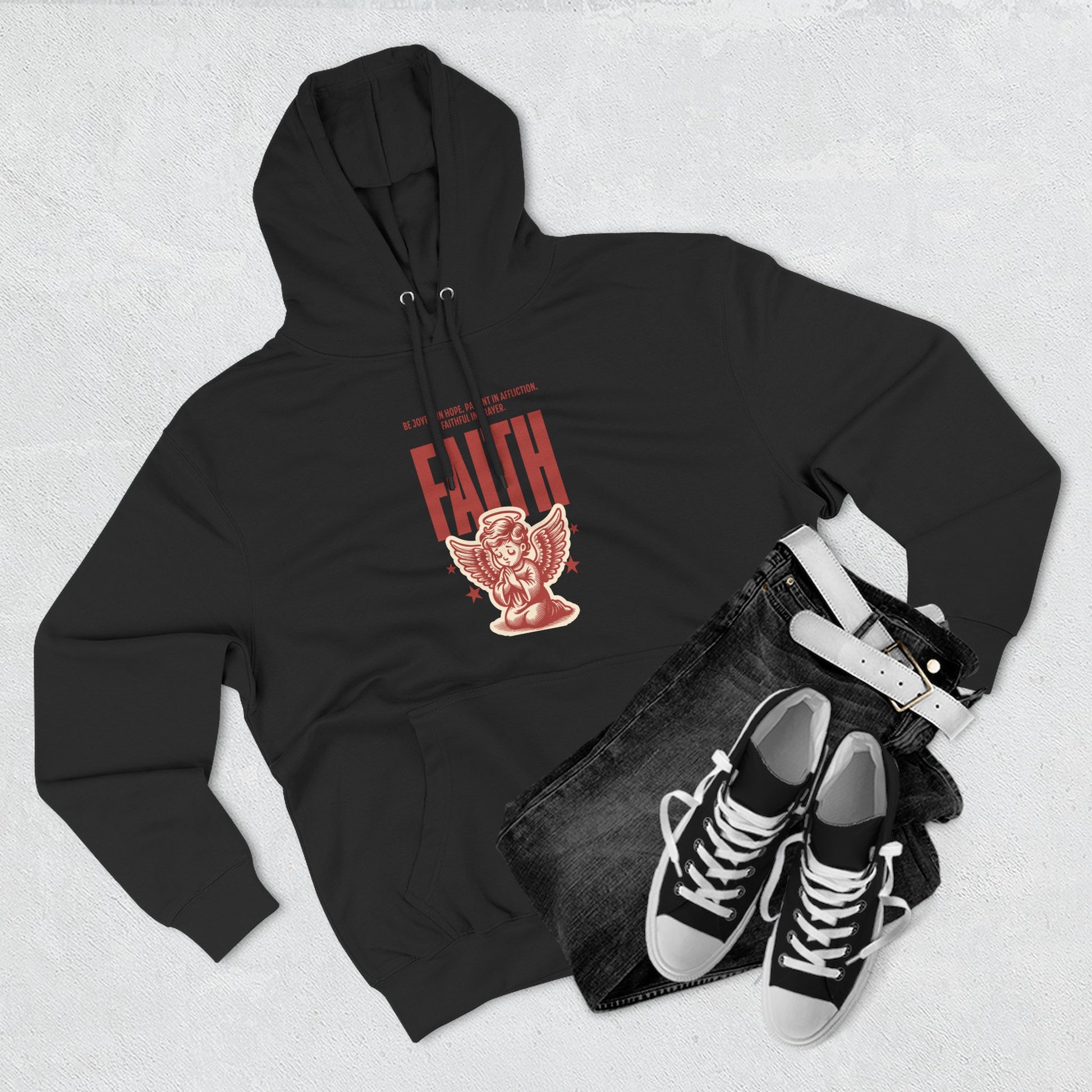 Faith-Inspired Three-Panel Fleece Hoodie, Cozy Spiritual Apparel, Perfect Gift for Friends, Casualwear for Everyday