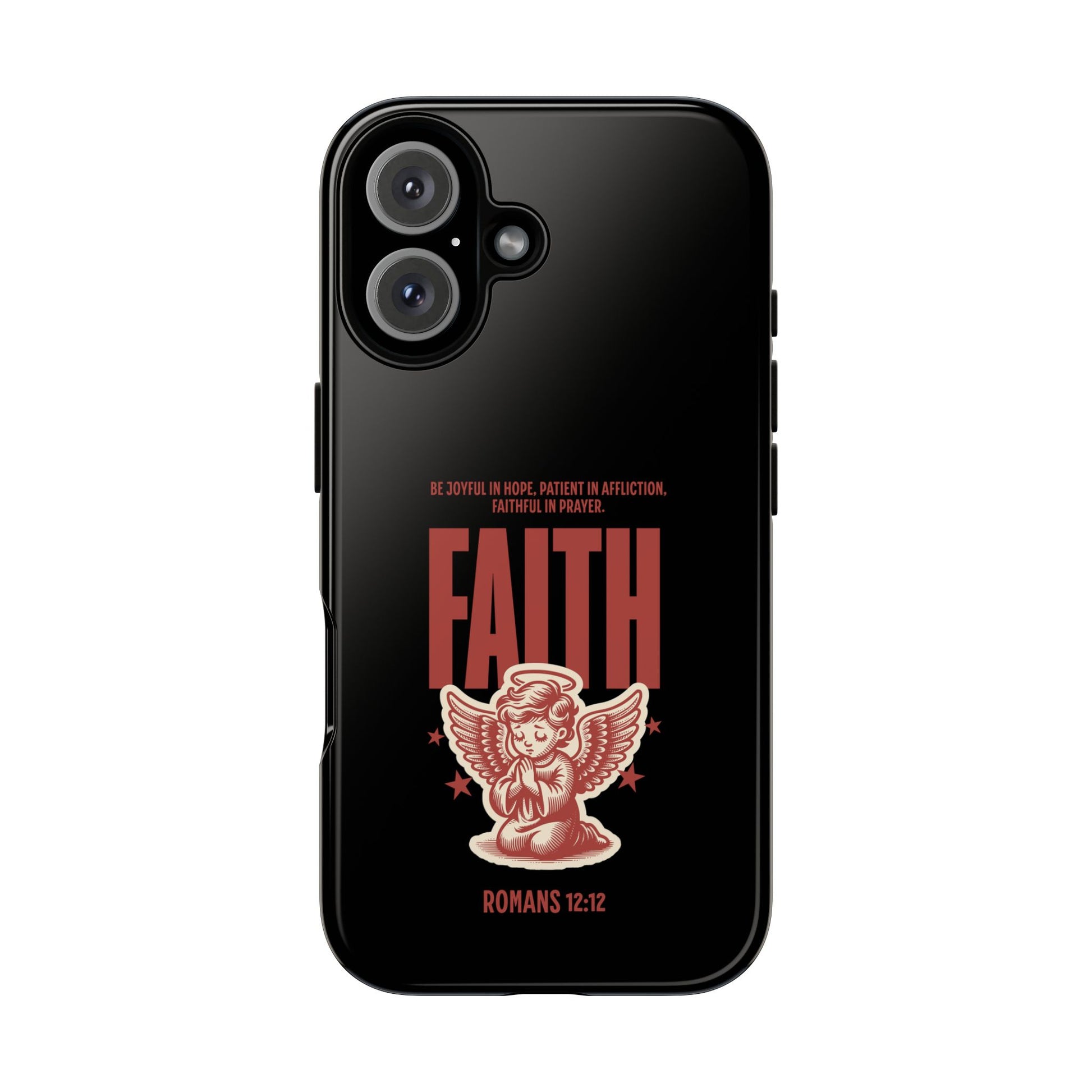 Faith-Inspired Tough Phone Case, Angel Phone Cover, Inspirational Mobile Protector, Christian Gift, Romans 12:12 Decor