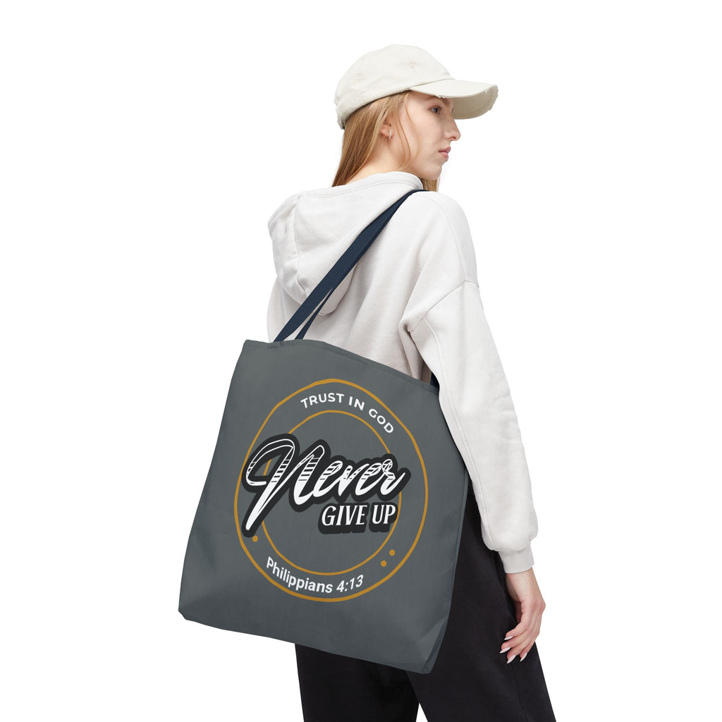 Inspirational Tote Bag, Trust in God, Never Give Up, Bible Verse Bag, Motivational Purse, Christian Gift, Philippians 4:13