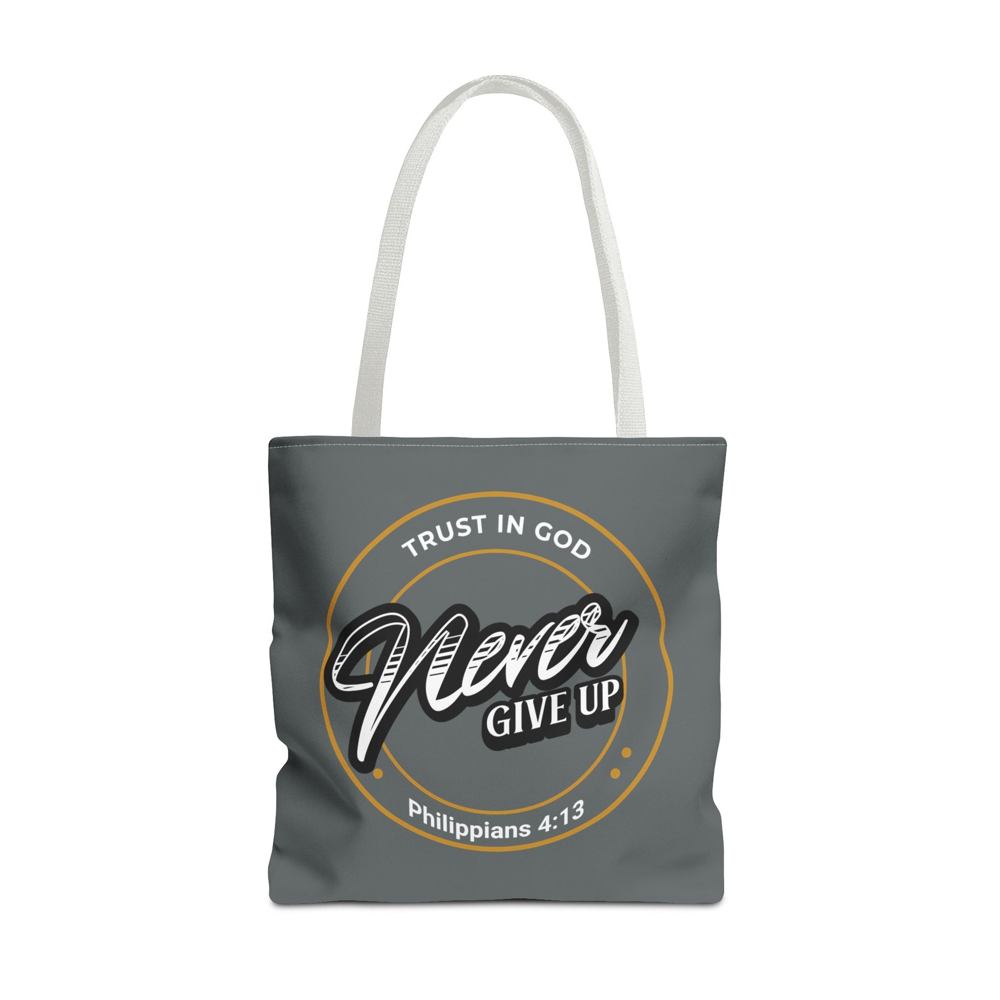 Inspirational Tote Bag, Trust in God, Never Give Up, Bible Verse Bag, Motivational Purse, Christian Gift, Philippians 4:13