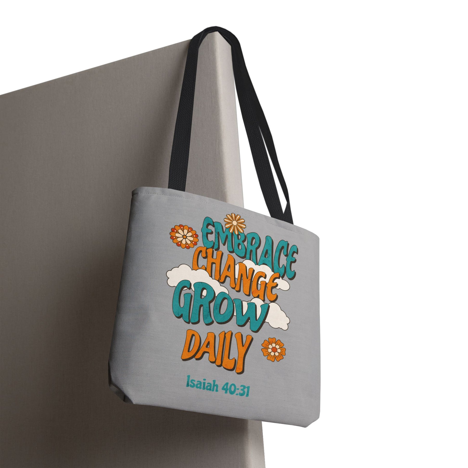 Inspirational Tote Bag, Motivational Bag, Embrace Change Gift, Daily Growth Tote, Christian Quotes Accessory