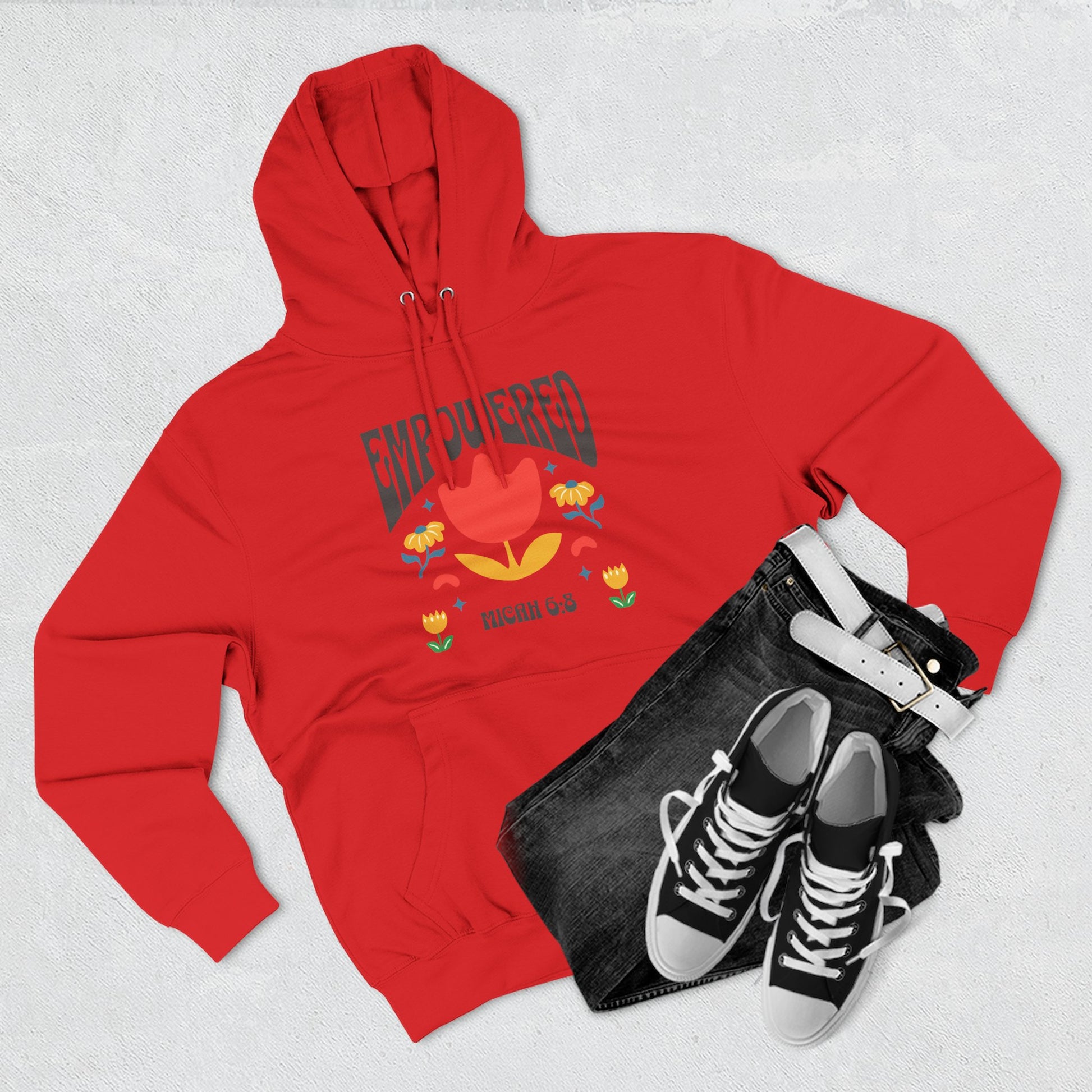 Empowered Flower Graphic Hoodie, Inspirational Fleece Sweatshirt for Women, Cozy Gift for Mother's Day, Self-Care Apparel, Positive Vibes