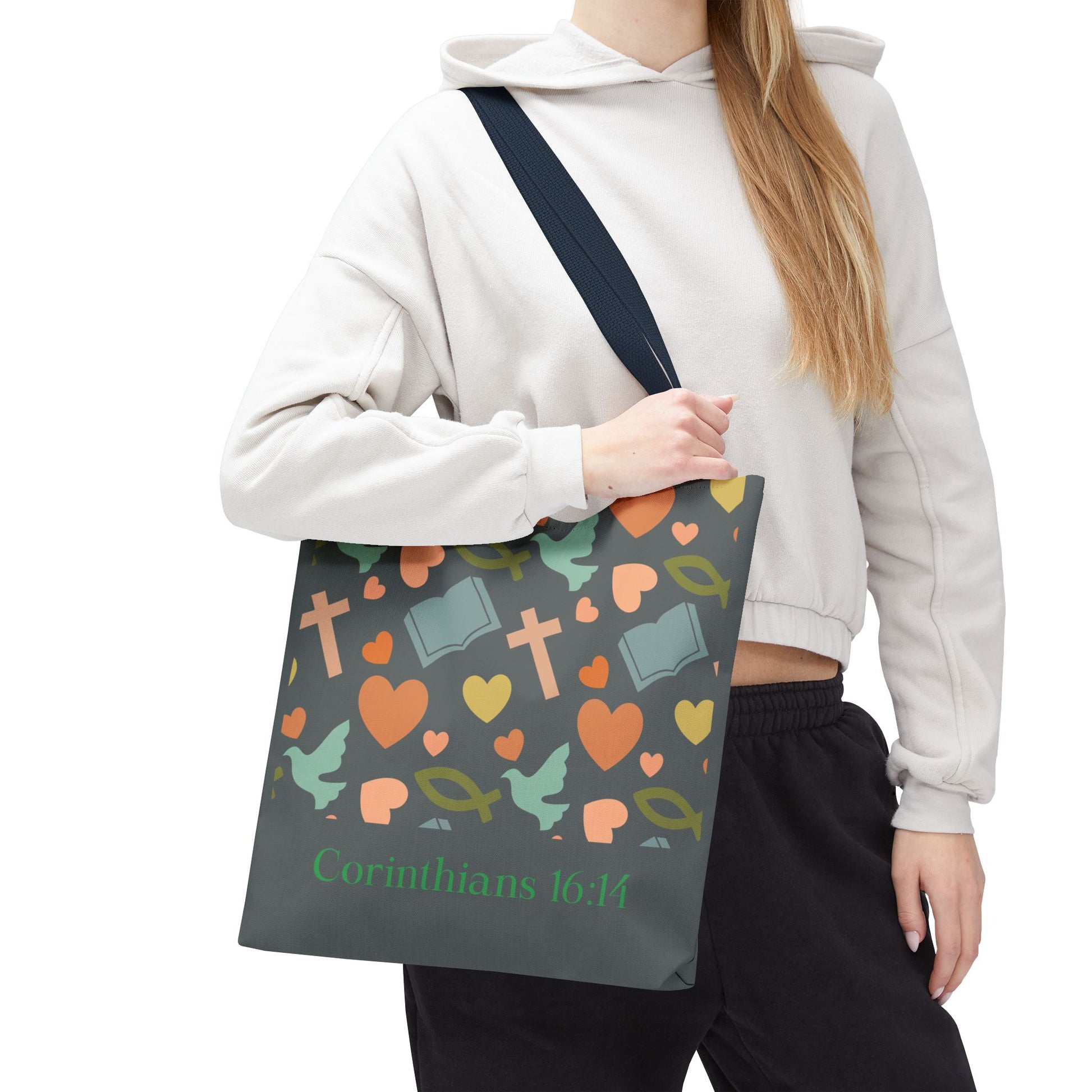 Inspirational Tote Bag - Faith, Love, Hope, Gift for Her, Spiritual Accessories, Bible Verse Tote