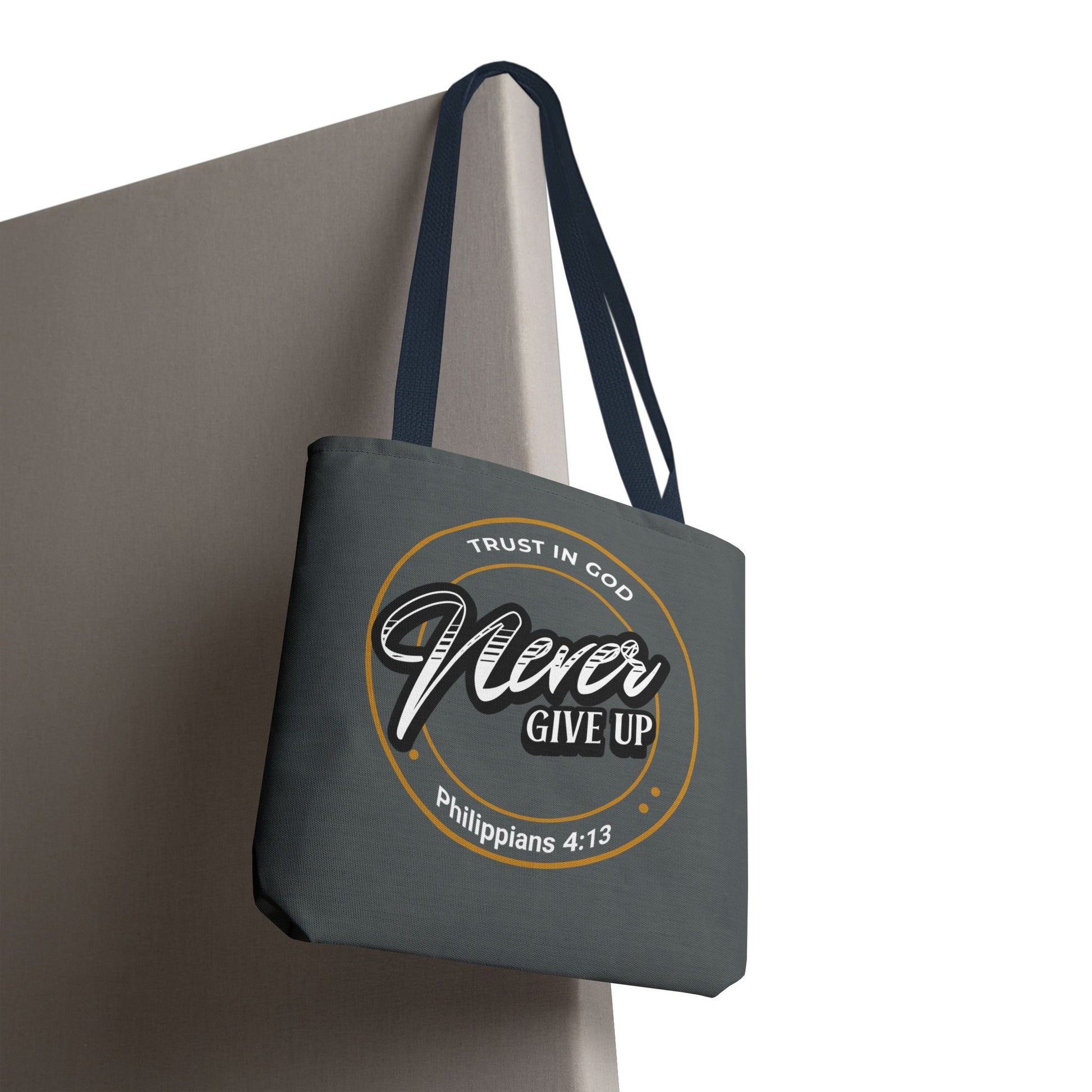 Inspirational Tote Bag, Trust in God, Never Give Up, Bible Verse Bag, Motivational Purse, Christian Gift, Philippians 4:13