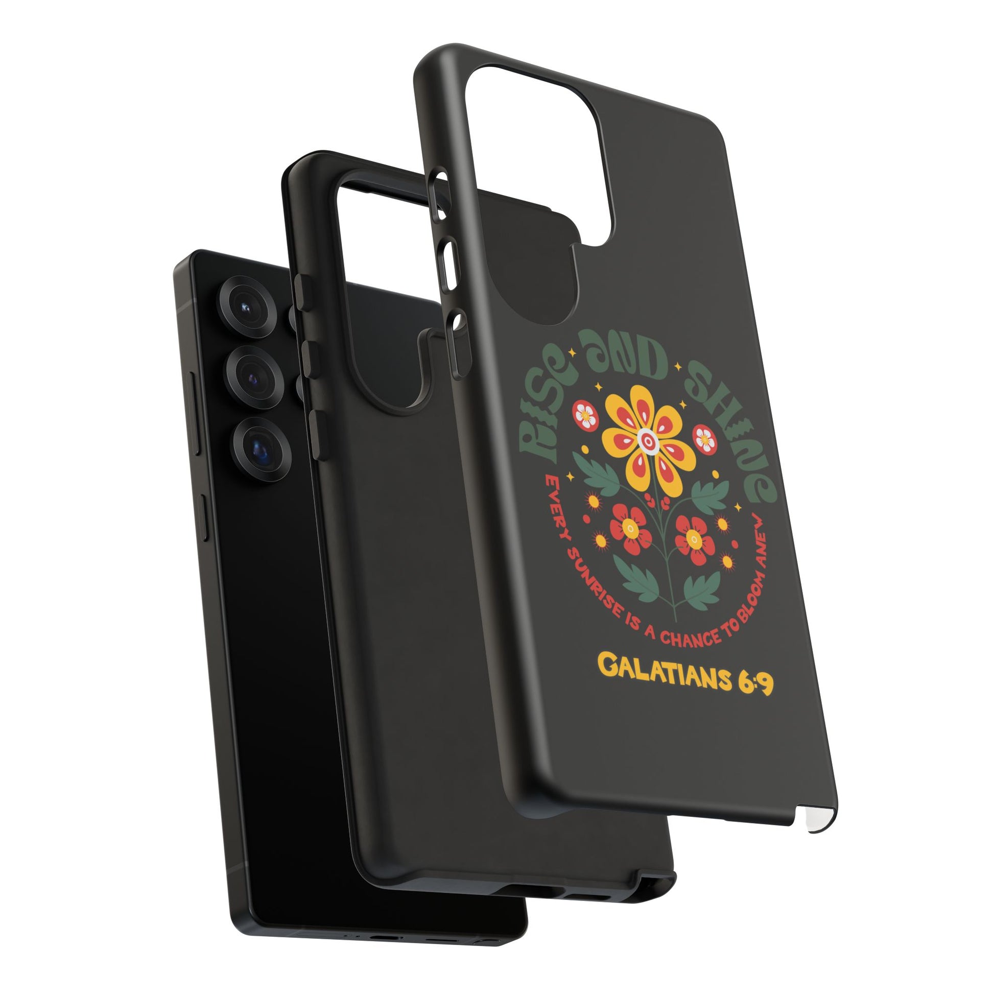Floral "Rise and Shine" Galatians 6:9 Phone Case – Motivational Christian Gift