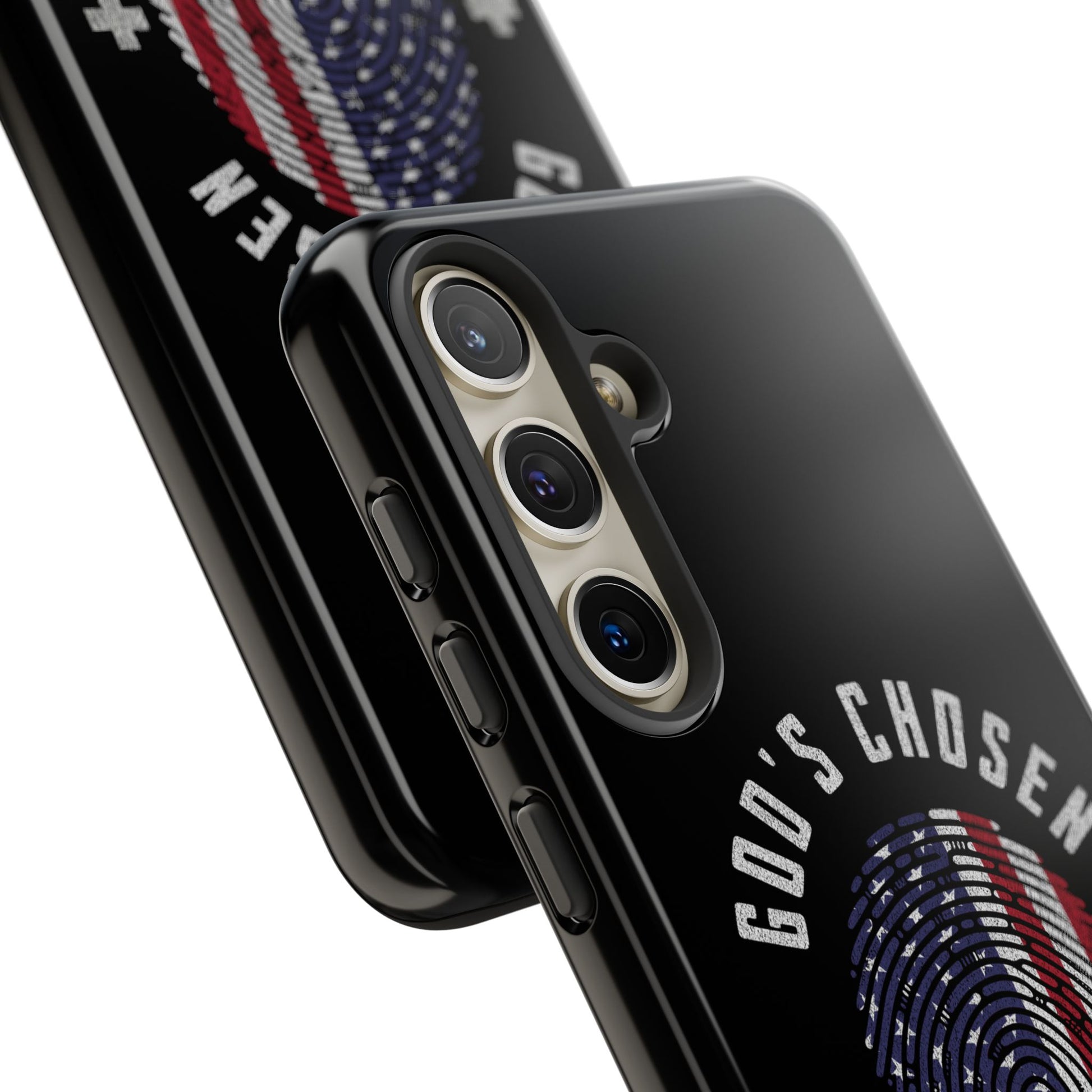 Christian Phone Case, Tough Cases for God’s Chosen, USA Flag Design, Inspirational Gift, Romans 8:28