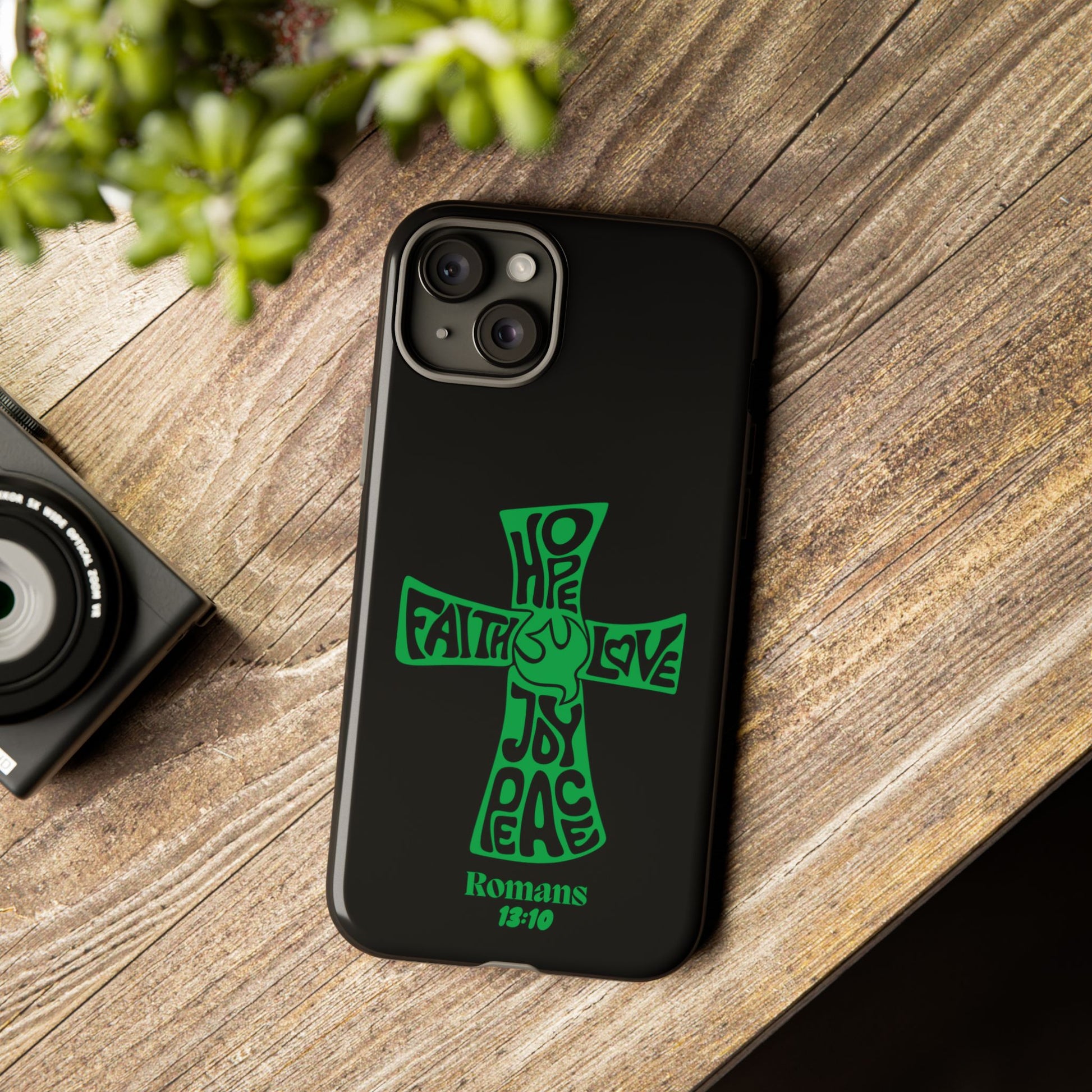 ⭐ Green Cross Design Phone Case – Faith & Renewal