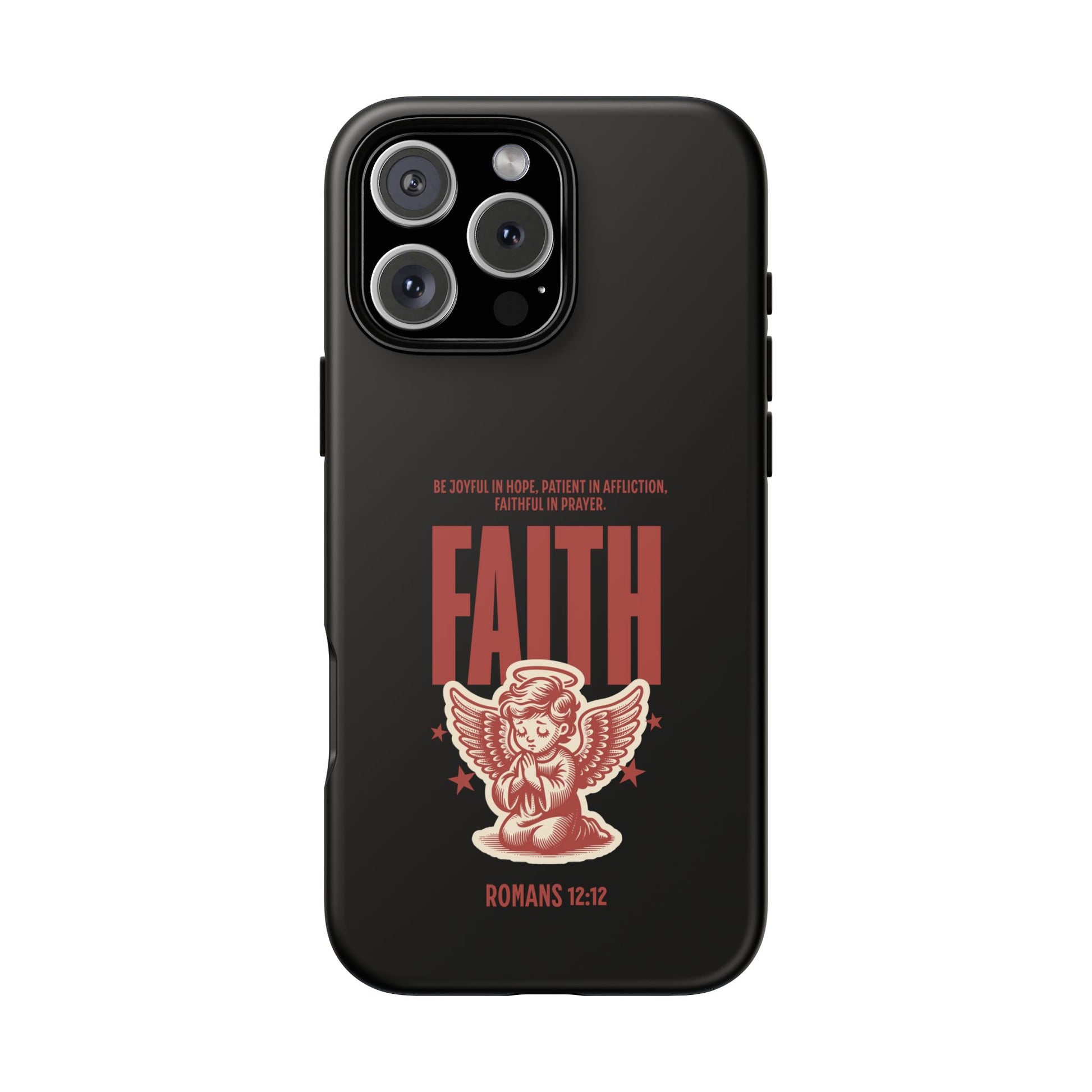 Faith-Inspired Tough Phone Case, Angel Phone Cover, Inspirational Mobile Protector, Christian Gift, Romans 12:12 Decor
