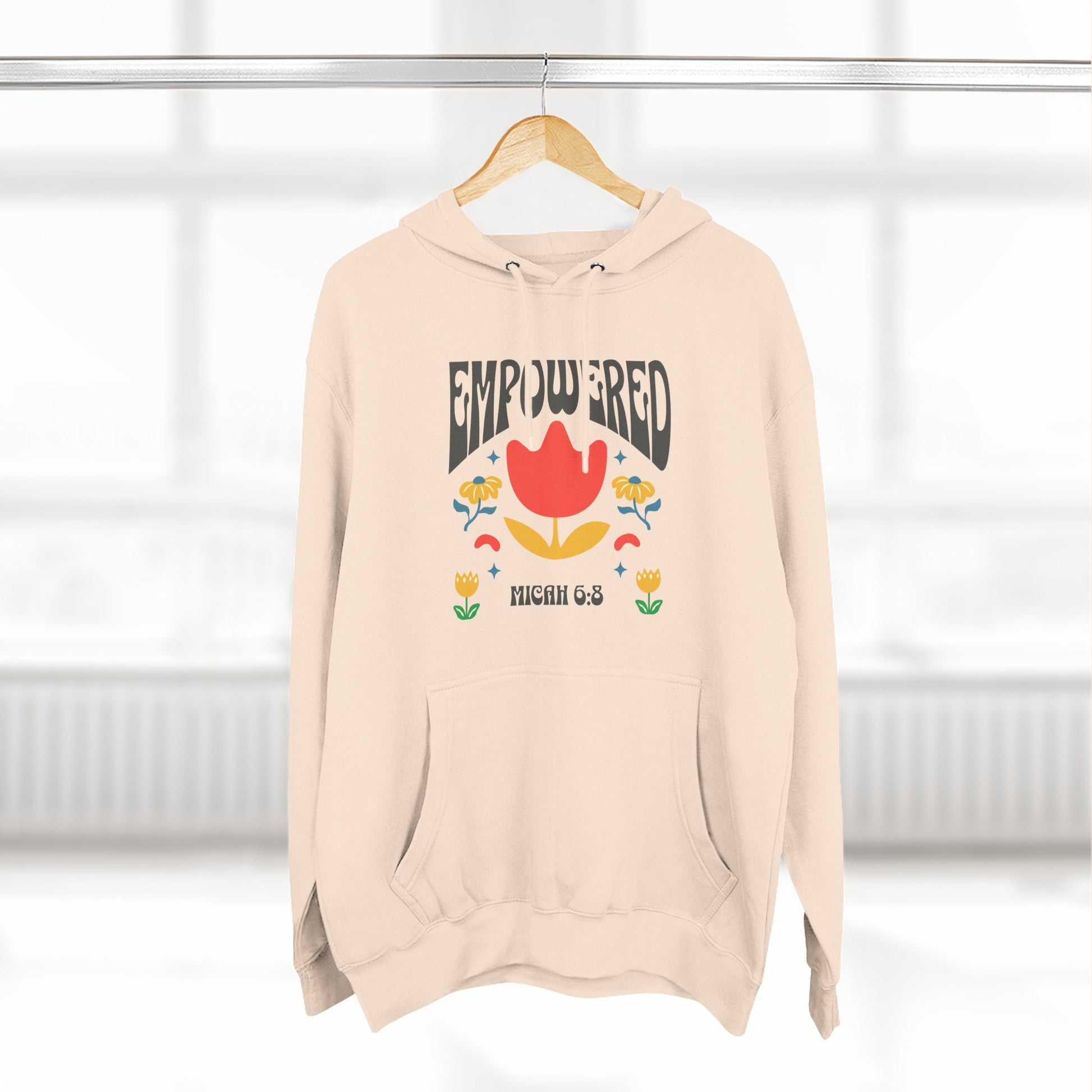 Empowered Flower Graphic Hoodie, Inspirational Fleece Sweatshirt for Women, Cozy Gift for Mother's Day, Self-Care Apparel, Positive Vibes