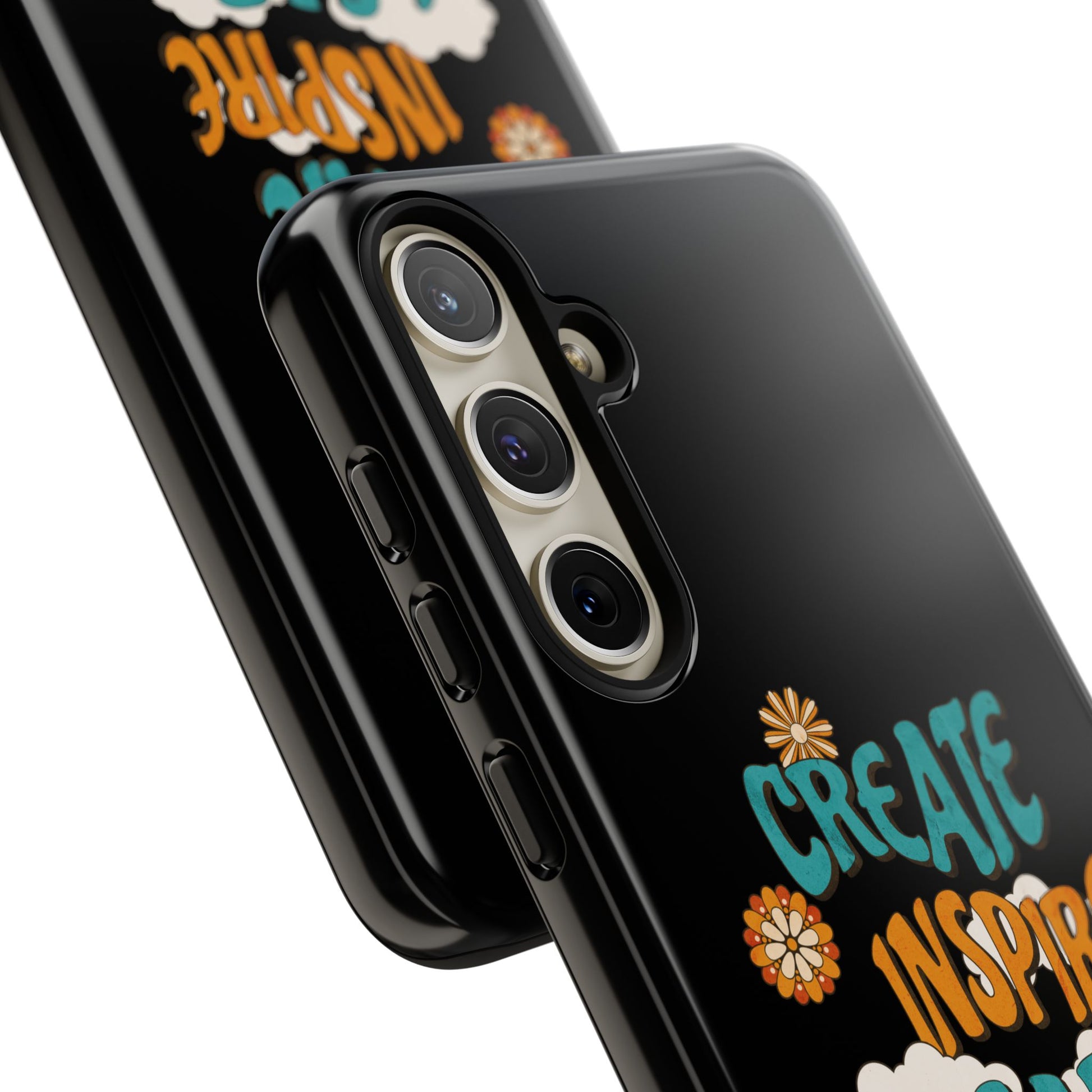 Bold Inspirational Phone Case, Create Inspire Lead Case, Gift for Creatives, Motivational Accessory, Flower Design, Custom Phone Cover