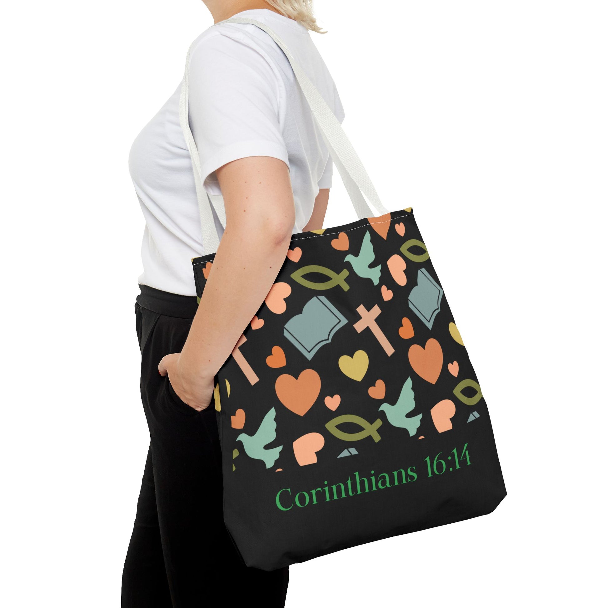 Christian Tote Bag with Inspirational Design, Perfect for Church, Gift for Believers, Faith-based Accessory, Everyday Use, Bible Verse Tote