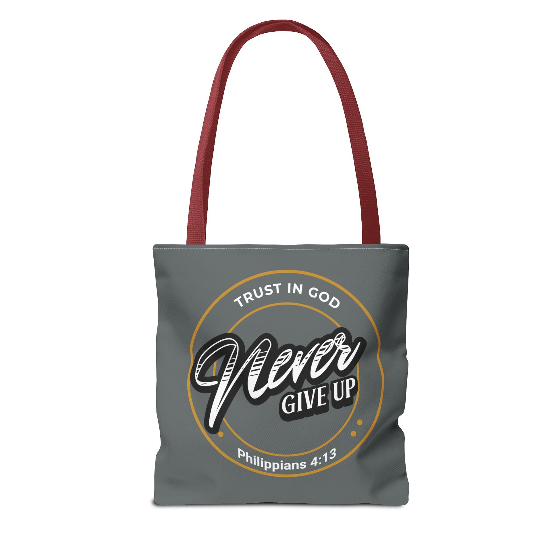 Inspirational Tote Bag, Trust in God, Never Give Up, Bible Verse Bag, Motivational Purse, Christian Gift, Philippians 4:13