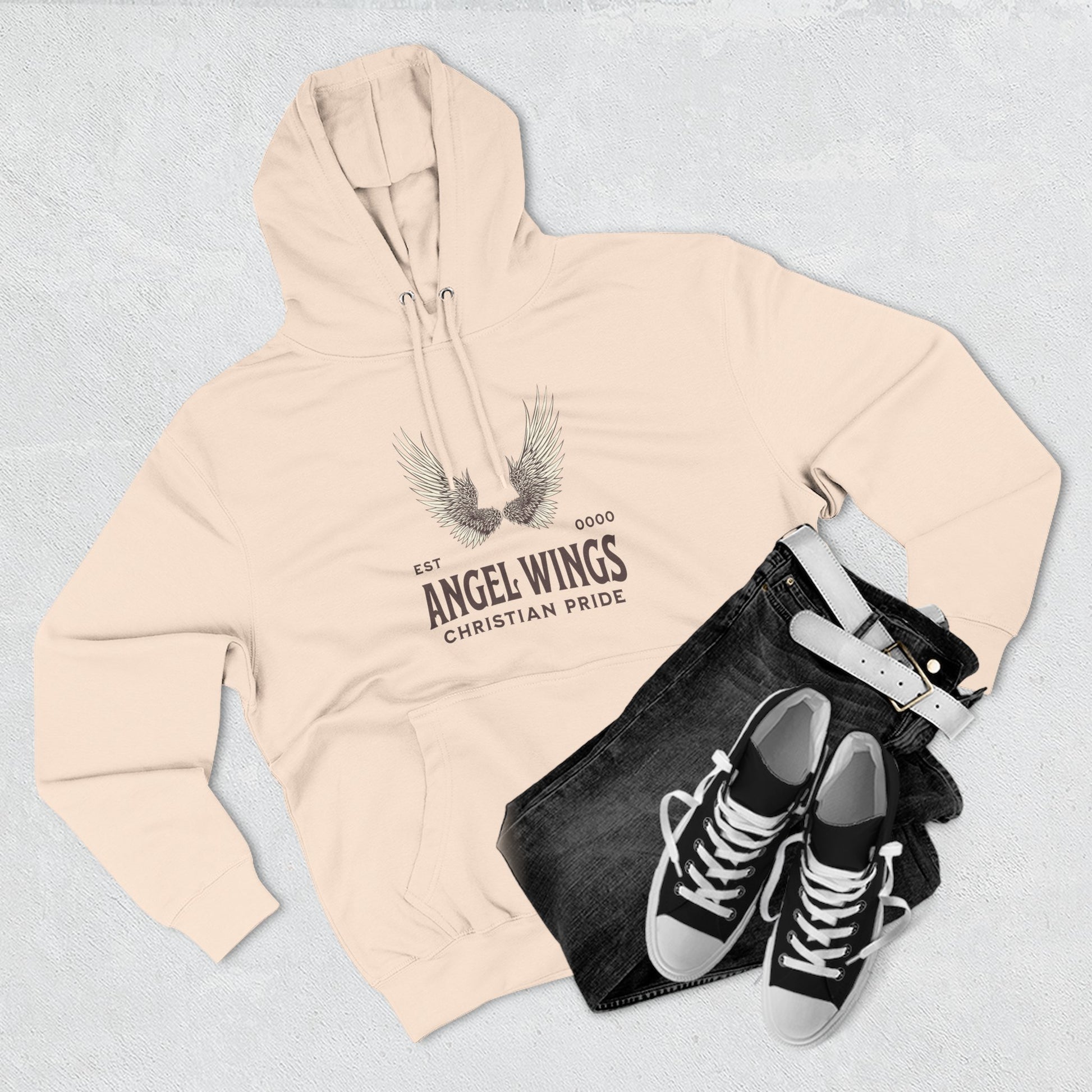 Angel Wings Fleece Hoodie, Christian Pride Apparel, Cozy Religious Gift, Inspirational Sweater, Faith-based Fashion