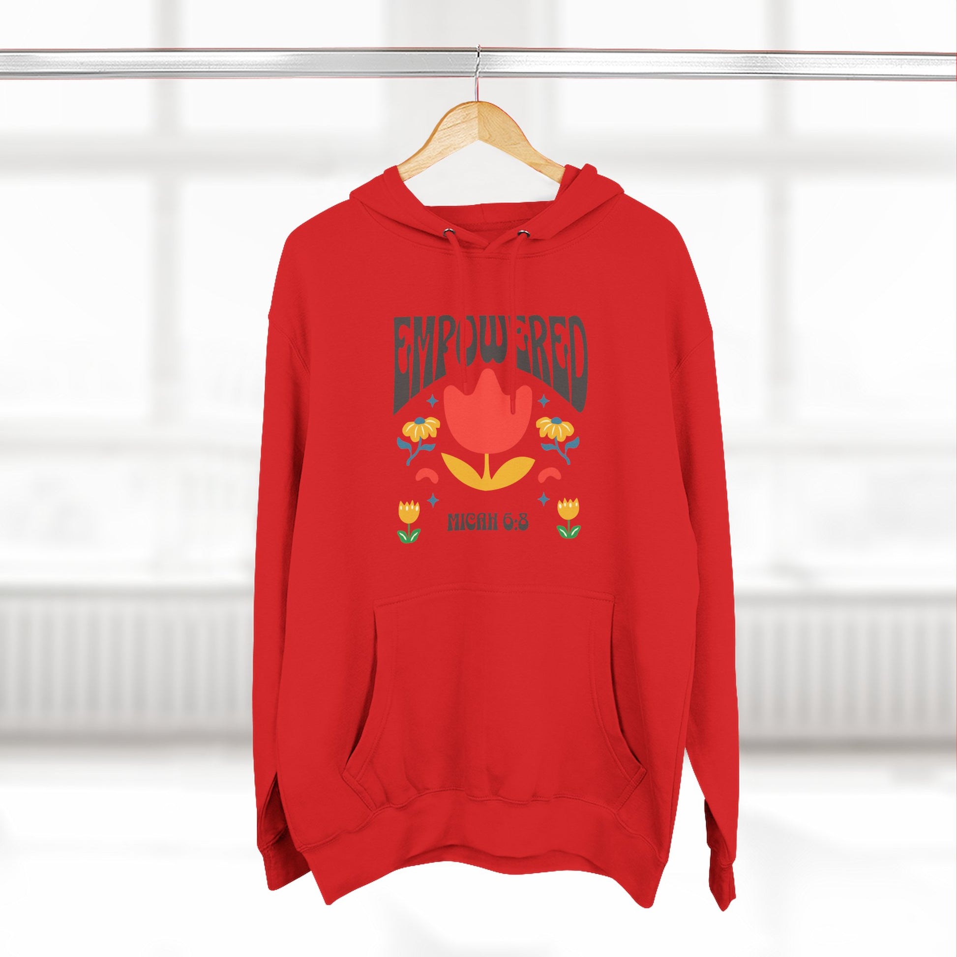 Empowered Flower Graphic Hoodie, Inspirational Fleece Sweatshirt for Women, Cozy Gift for Mother's Day, Self-Care Apparel, Positive Vibes