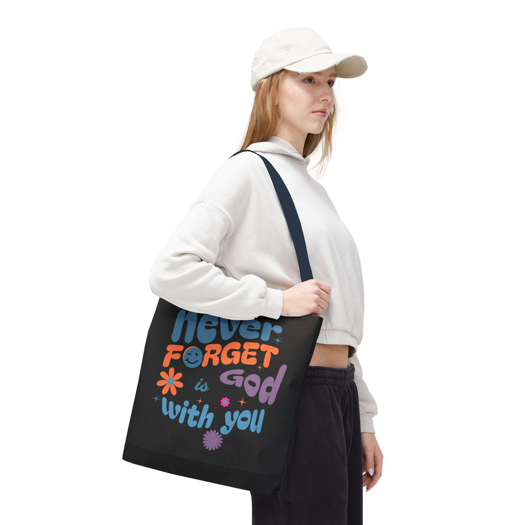 Inspirational Tote Bag - "Never Forget God is with You" - Motivational Gift, Faith-Based, Everyday Use, Shopping Bag, Church Bag, [...]