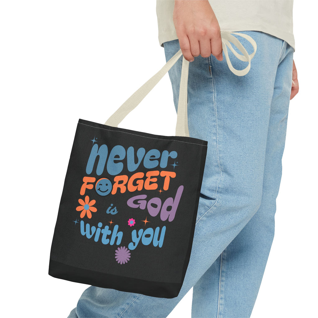 Inspirational Tote Bag - "Never Forget God is with You" - Motivational Gift, Faith-Based, Everyday Use, Shopping Bag, Church Bag, [...]