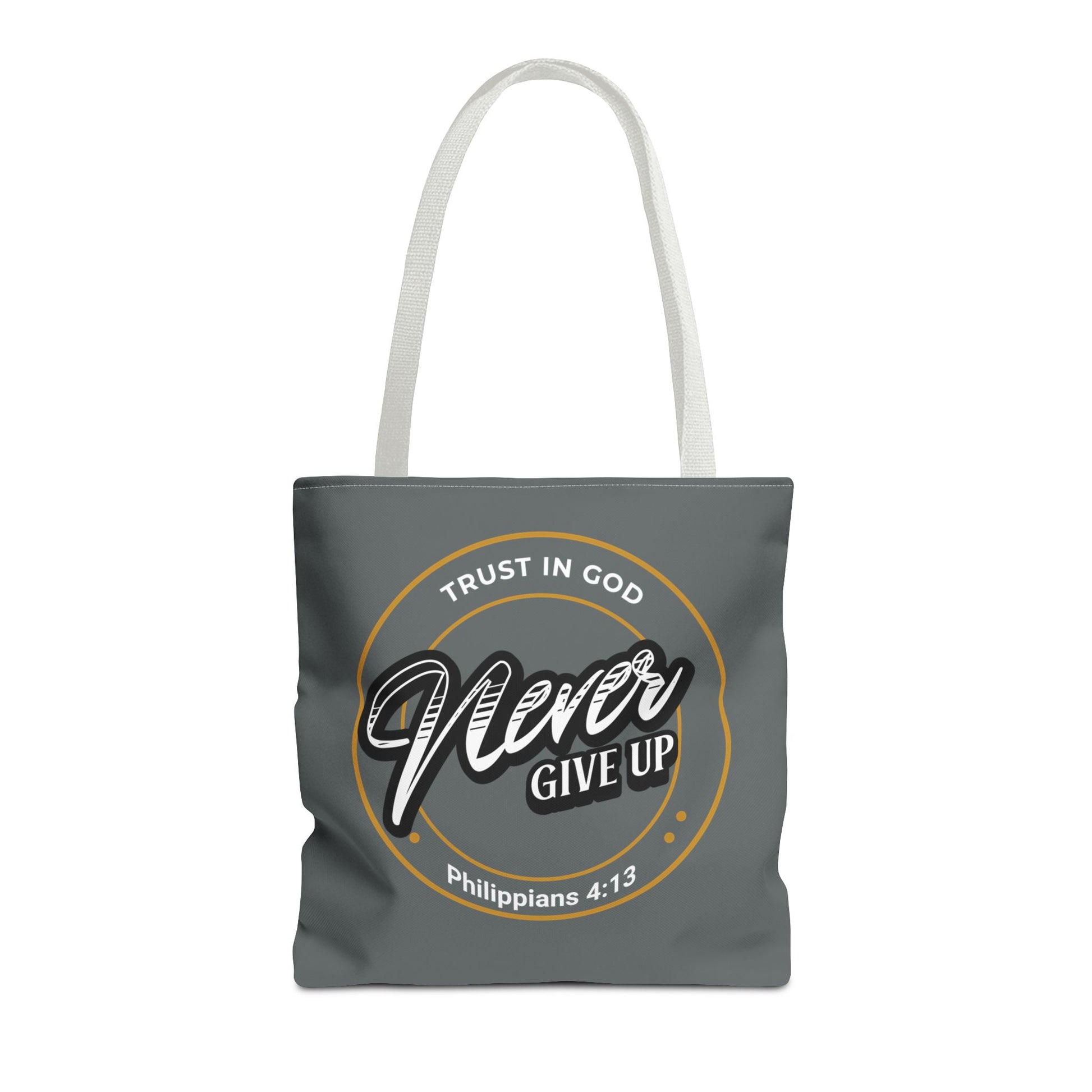 Inspirational Tote Bag, Trust in God, Never Give Up, Bible Verse Bag, Motivational Purse, Christian Gift, Philippians 4:13