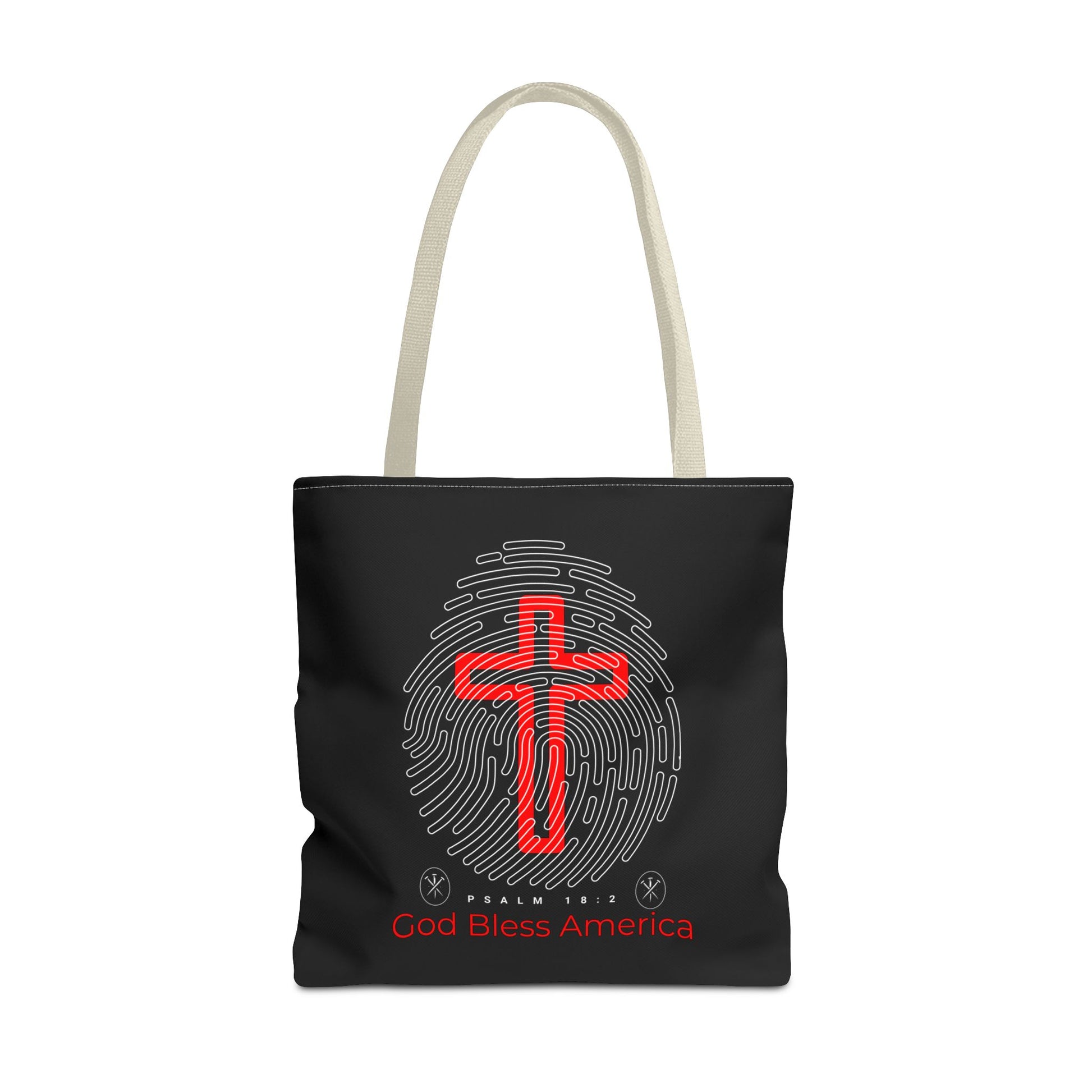 Faith-Inspired Tote Bag, Cross Design, God Bless America, Christian Gift, Spiritual Tote, Everyday Use, Religious Shopper