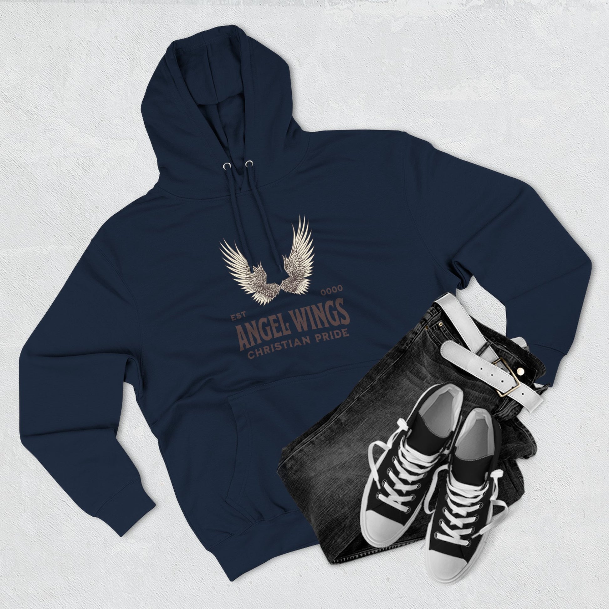 Angel Wings Fleece Hoodie, Christian Pride Apparel, Cozy Religious Gift, Inspirational Sweater, Faith-based Fashion