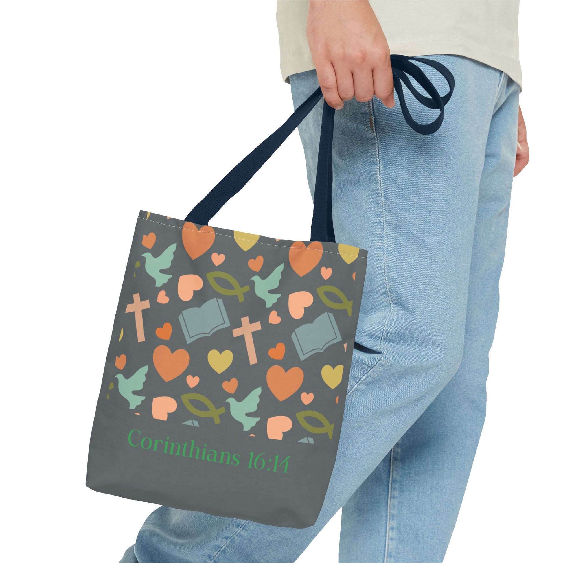Inspirational Tote Bag - Faith, Love, Hope, Gift for Her, Spiritual Accessories, Bible Verse Tote