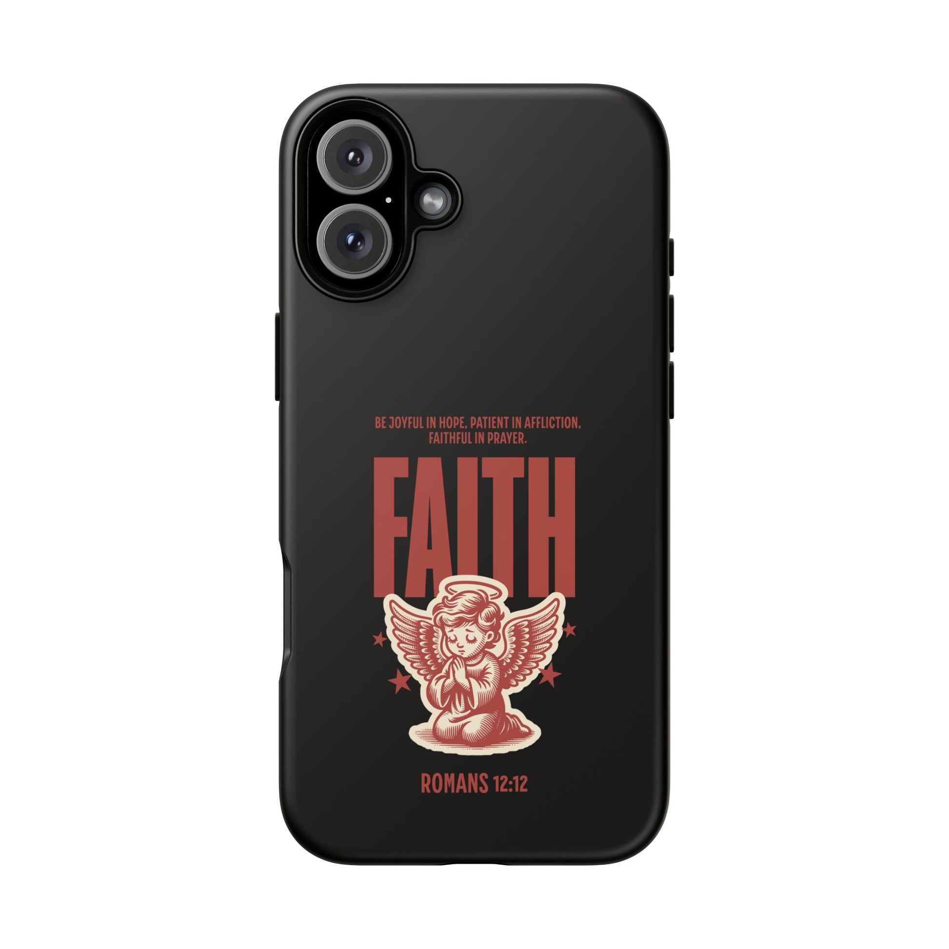 Faith-Inspired Tough Phone Case, Angel Phone Cover, Inspirational Mobile Protector, Christian Gift, Romans 12:12 Decor