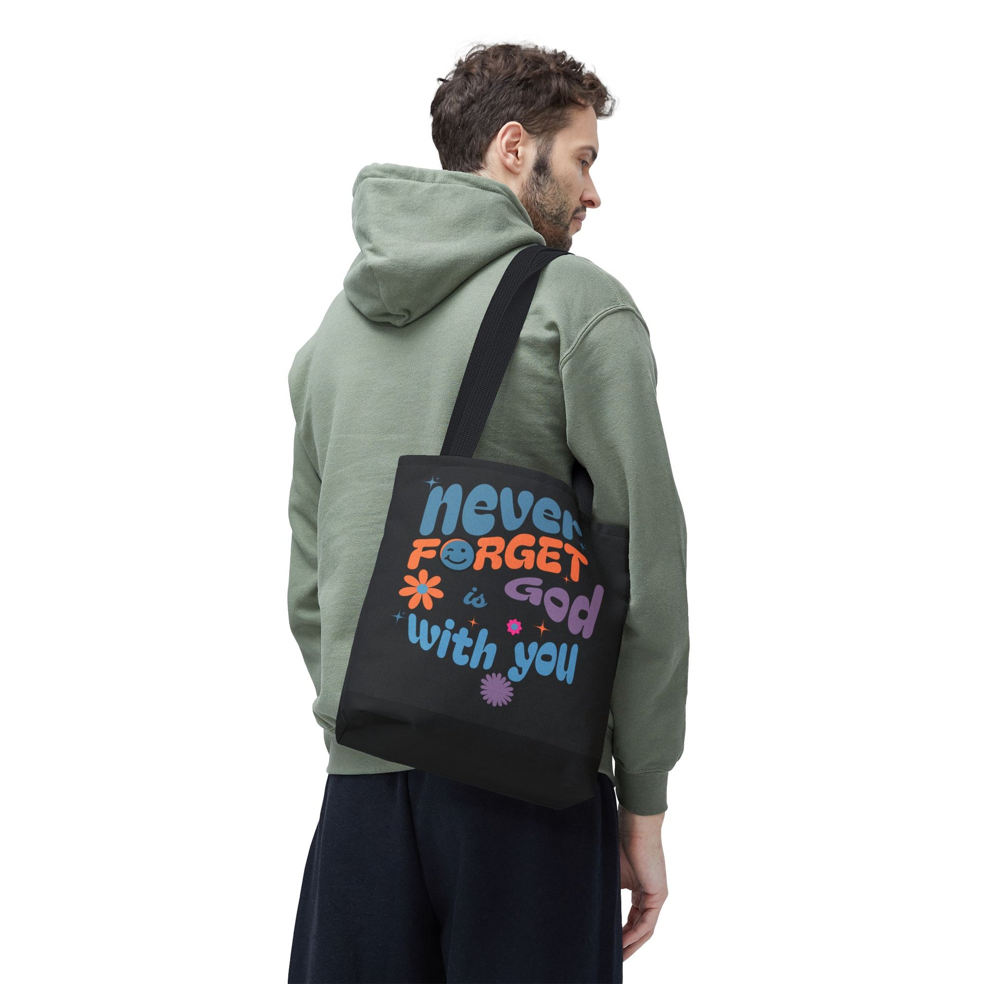 Inspirational Tote Bag - "Never Forget God is with You" - Motivational Gift, Faith-Based, Everyday Use, Shopping Bag, Church Bag, [...]
