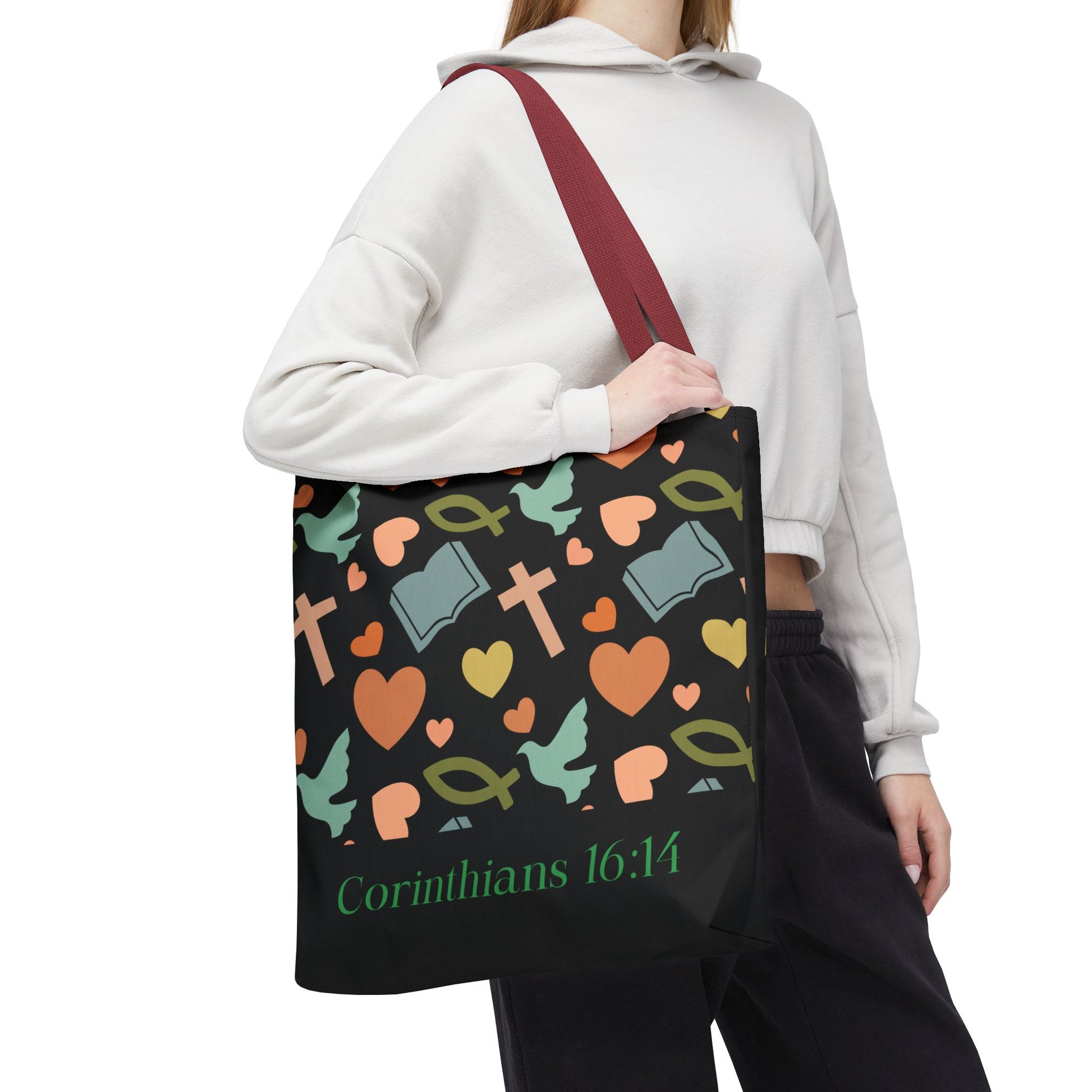 Christian Tote Bag with Inspirational Design, Perfect for Church, Gift for Believers, Faith-based Accessory, Everyday Use, Bible Verse Tote