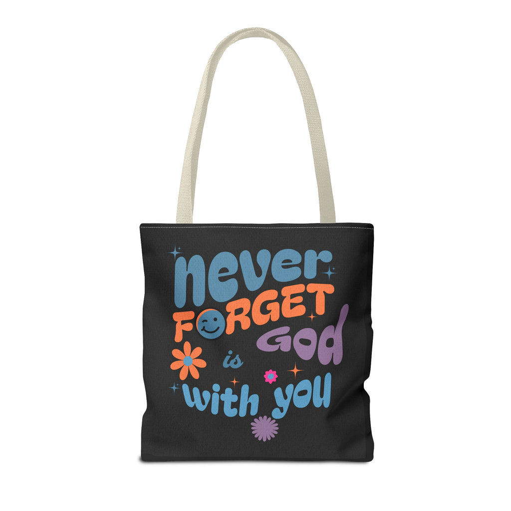 Inspirational Tote Bag - "Never Forget God is with You" - Motivational Gift, Faith-Based, Everyday Use, Shopping Bag, Church Bag, [...]