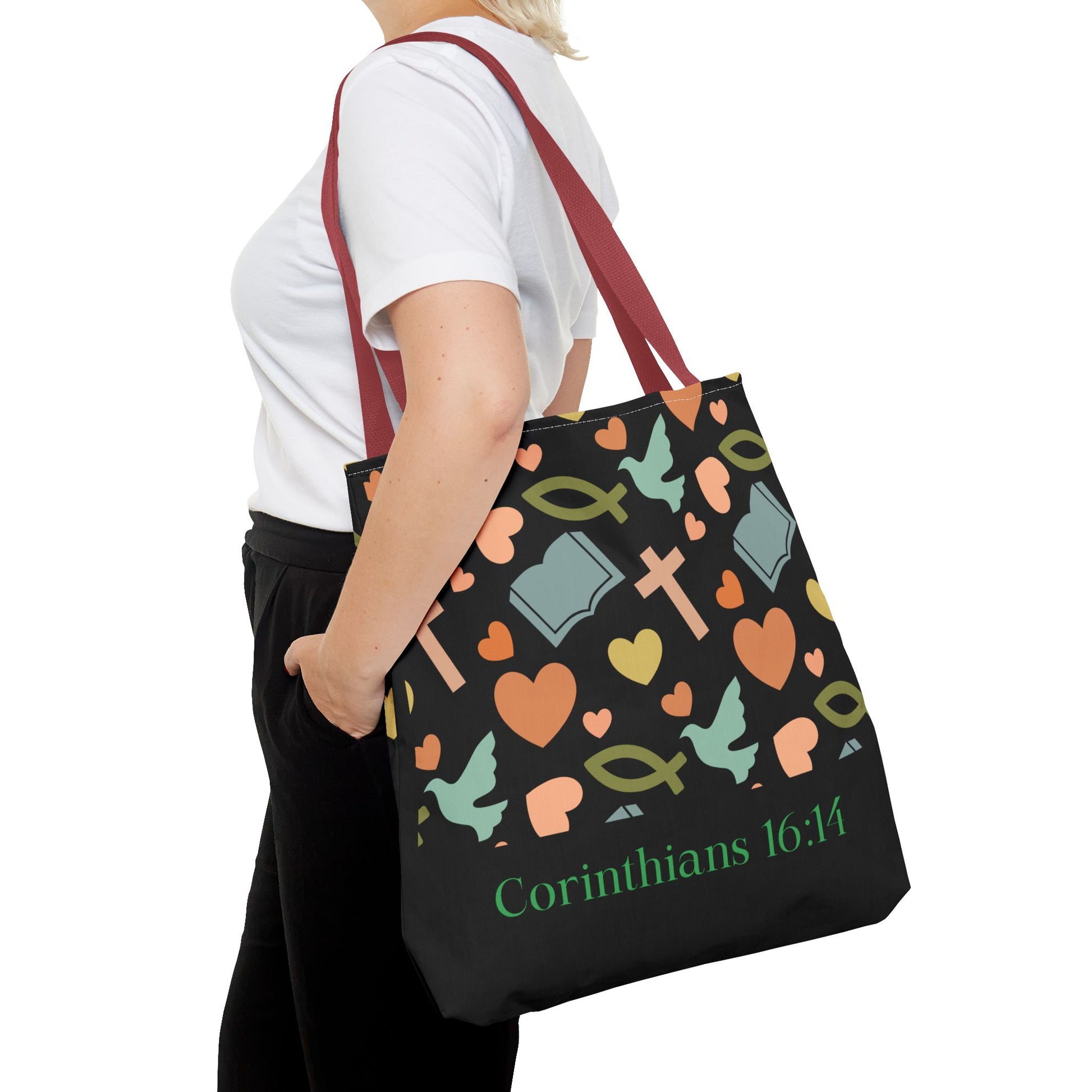 Christian Tote Bag with Inspirational Design, Perfect for Church, Gift for Believers, Faith-based Accessory, Everyday Use, Bible Verse Tote
