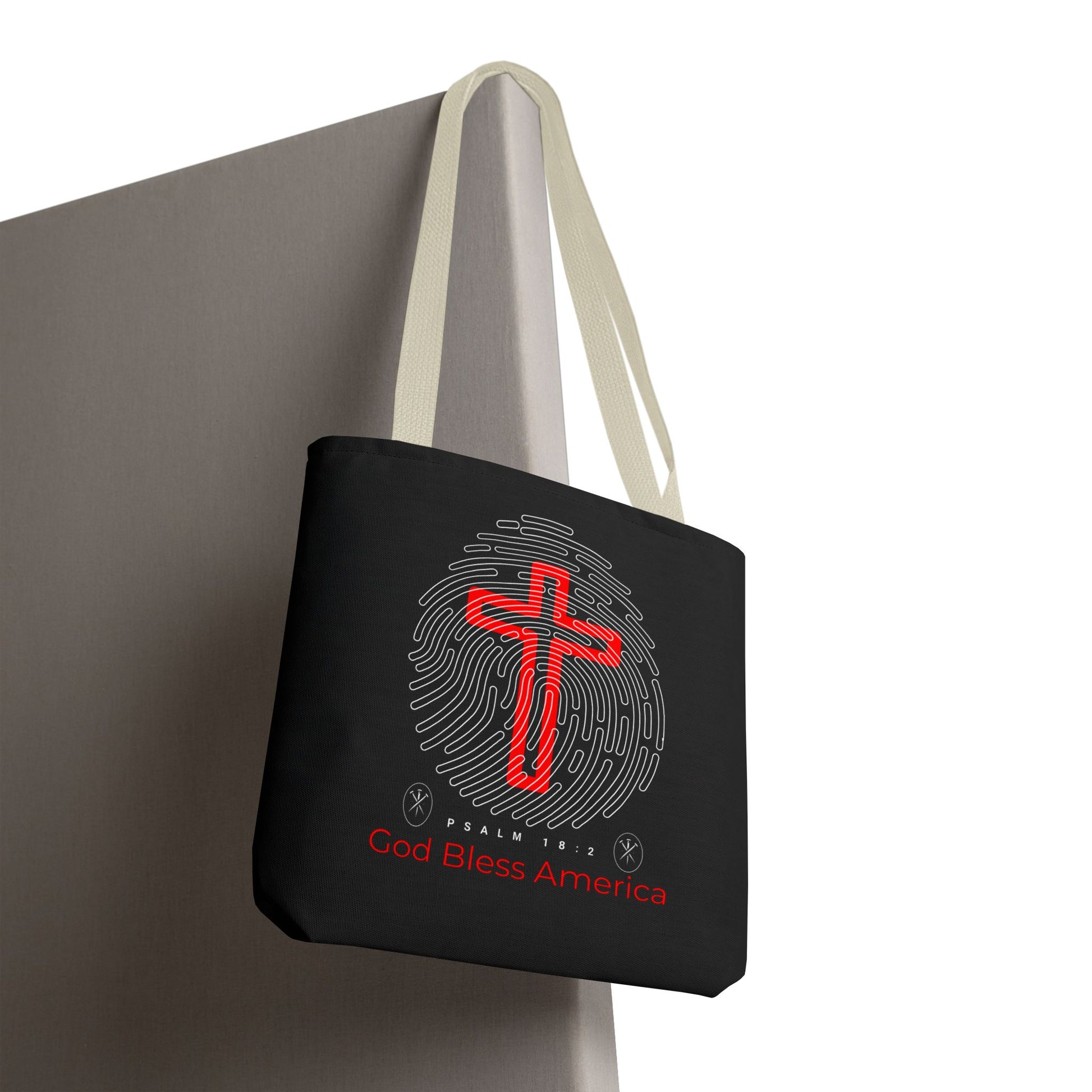 Faith-Inspired Tote Bag, Cross Design, God Bless America, Christian Gift, Spiritual Tote, Everyday Use, Religious Shopper