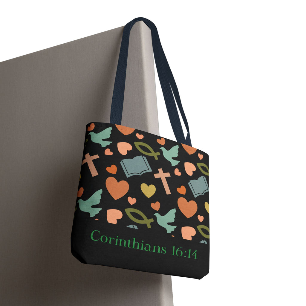 Christian Tote Bag with Inspirational Design, Perfect for Church, Gift for Believers, Faith-based Accessory, Everyday Use, Bible Verse Tote