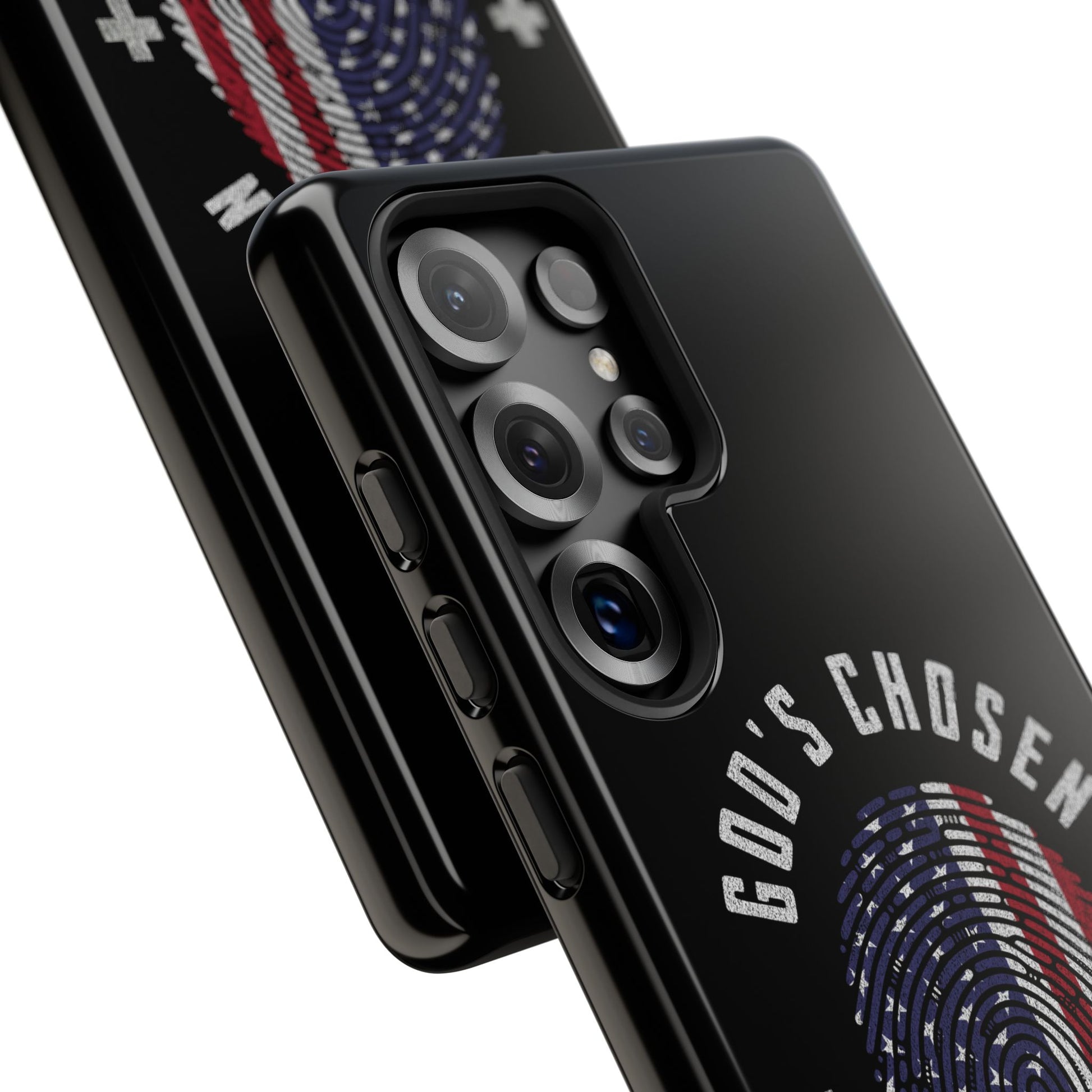 Christian Phone Case, Tough Cases for God’s Chosen, USA Flag Design, Inspirational Gift, Romans 8:28