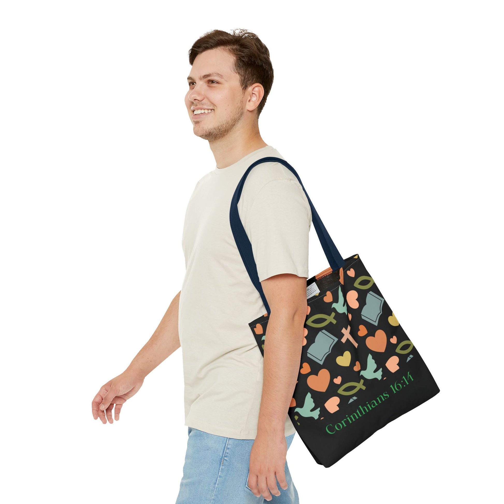 Christian Tote Bag with Inspirational Design, Perfect for Church, Gift for Believers, Faith-based Accessory, Everyday Use, Bible Verse Tote