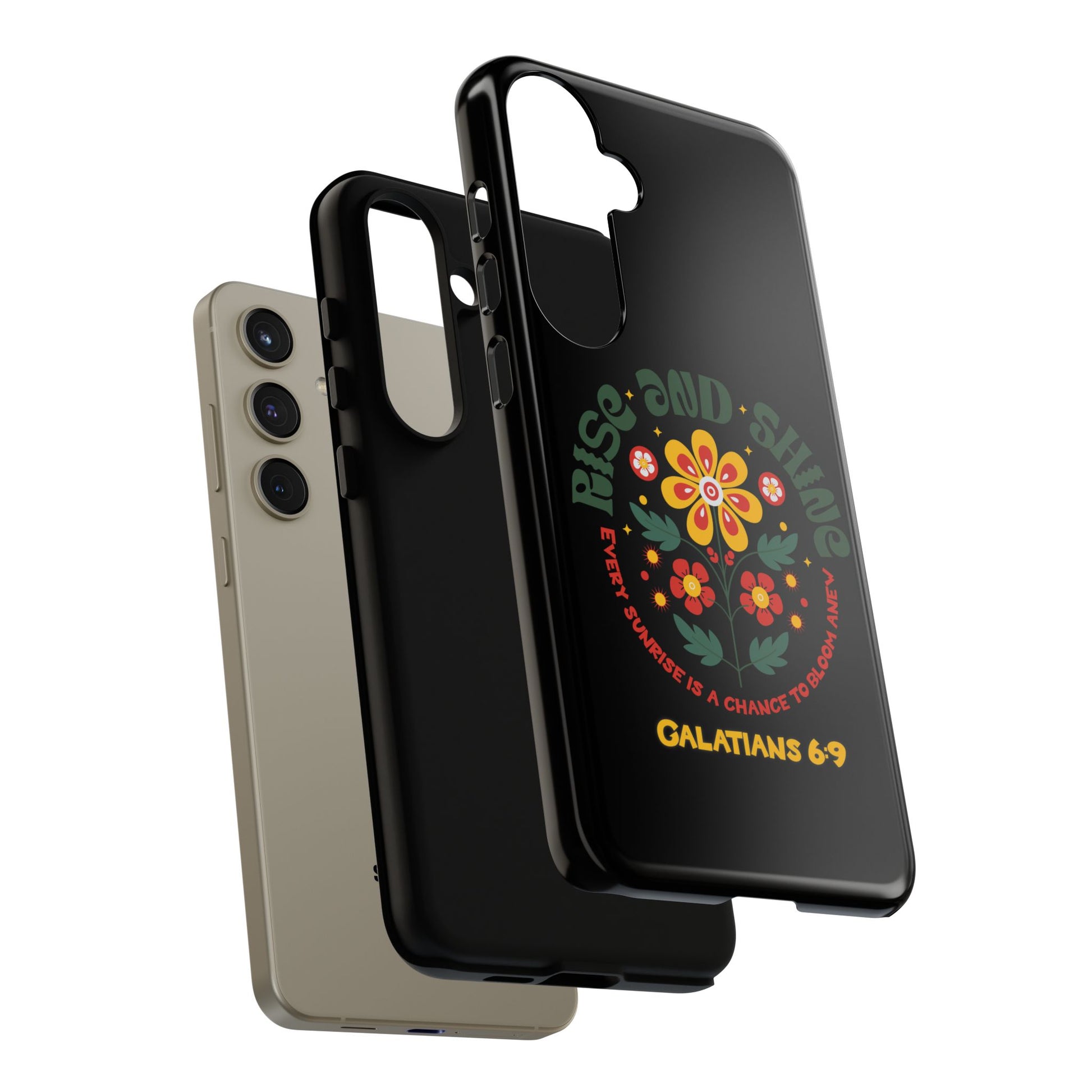 Floral "Rise and Shine" Galatians 6:9 Phone Case – Motivational Christian Gift