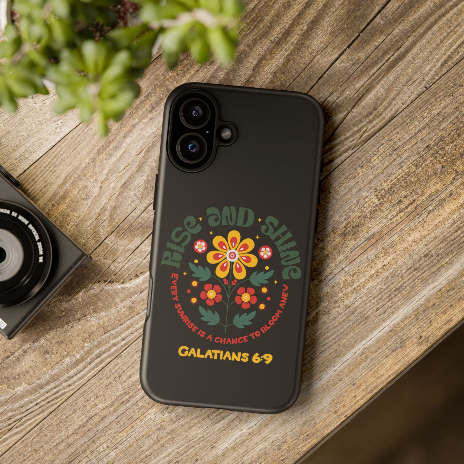 Floral "Rise and Shine" Galatians 6:9 Phone Case – Motivational Christian Gift